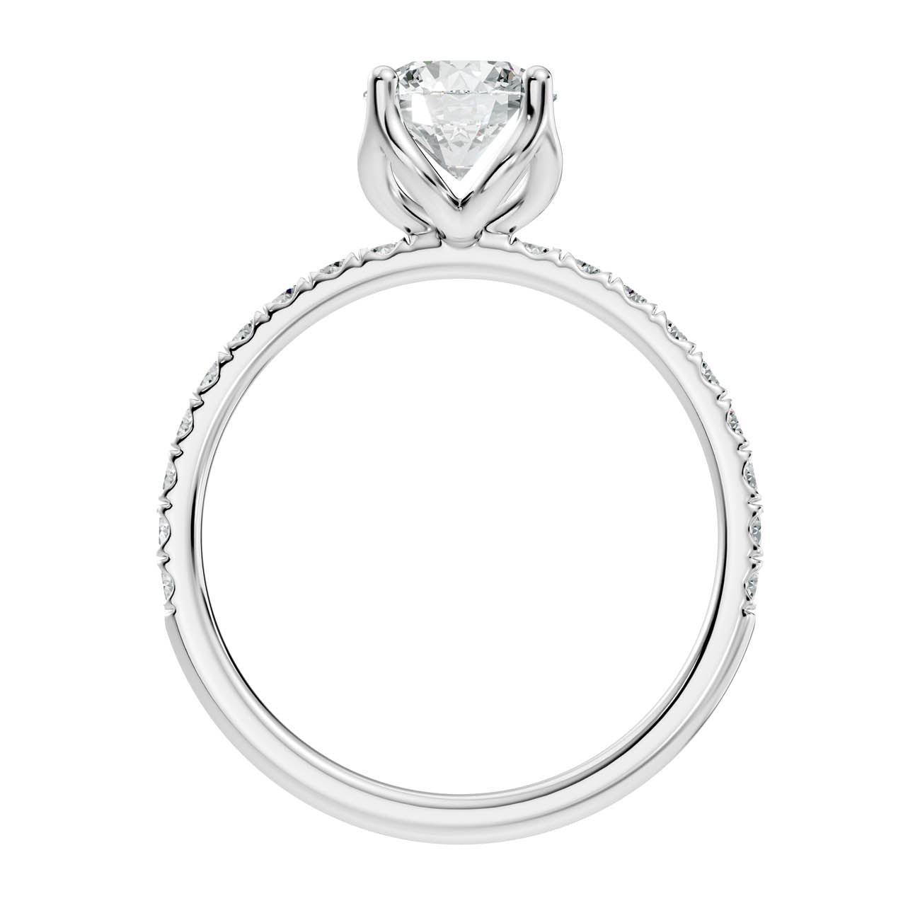 .50-1.50 Ct. Classic Round Diamond Pavé Solitaire Ring with Four-Prong Setting (ja14-a) 11