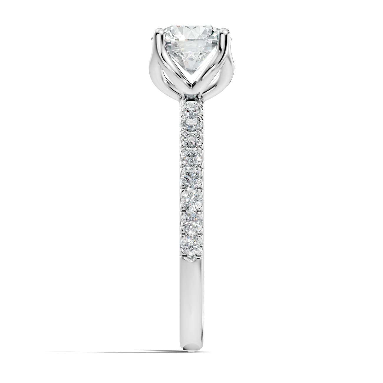 .50-1.50 Ct. Classic Round Diamond Pavé Solitaire Ring with Four-Prong Setting (ja14-a) 12