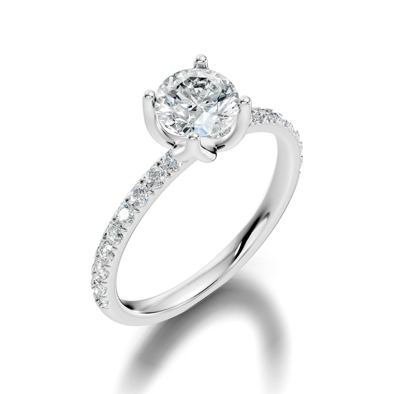.50-1.50 Ct. Classic Round Diamond Pavé Solitaire Ring with Four-Prong Setting (ja14-a) 13