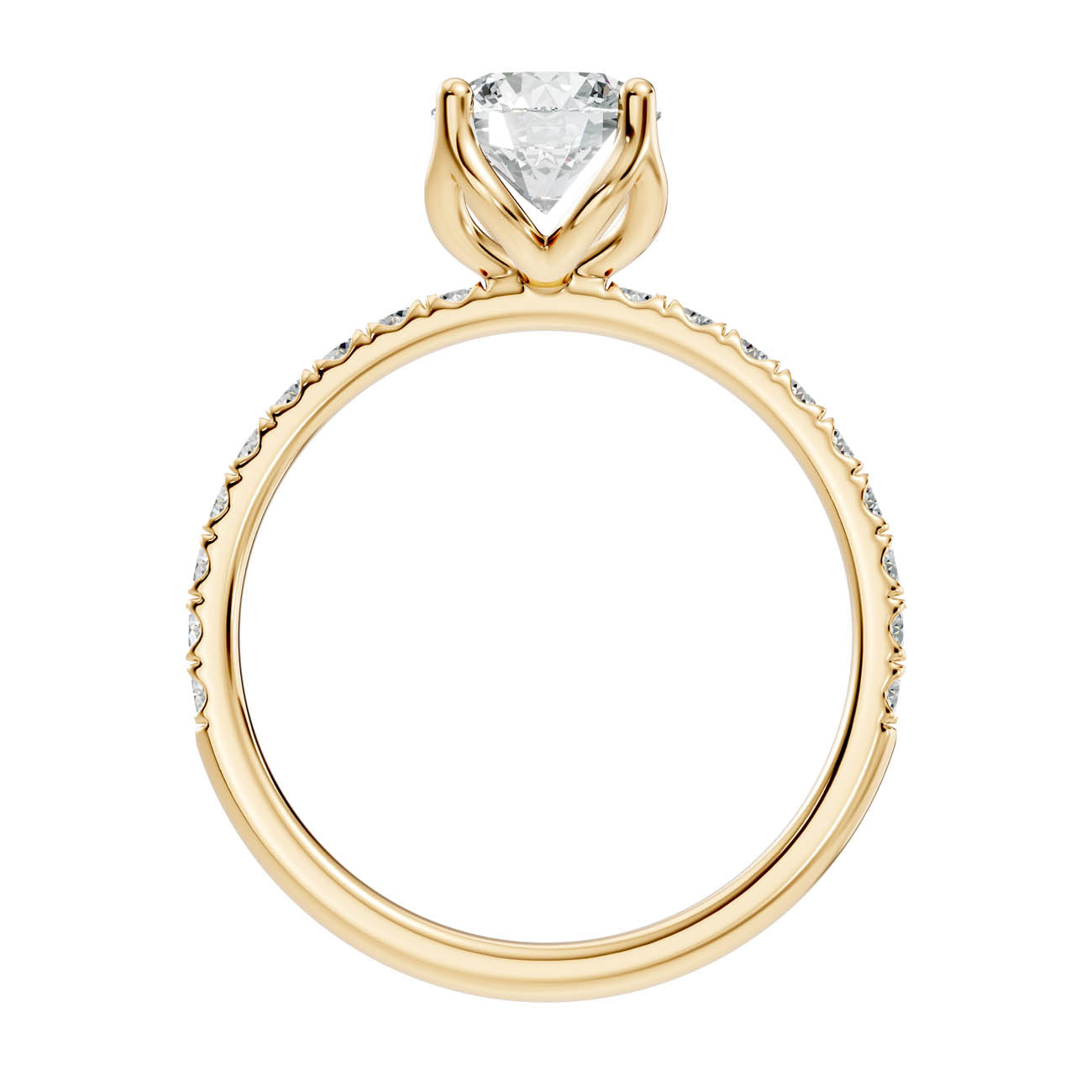 .50-1.50 Ct. Classic Round Diamond Pavé Solitaire Ring with Four-Prong Setting (ja14-a) 14