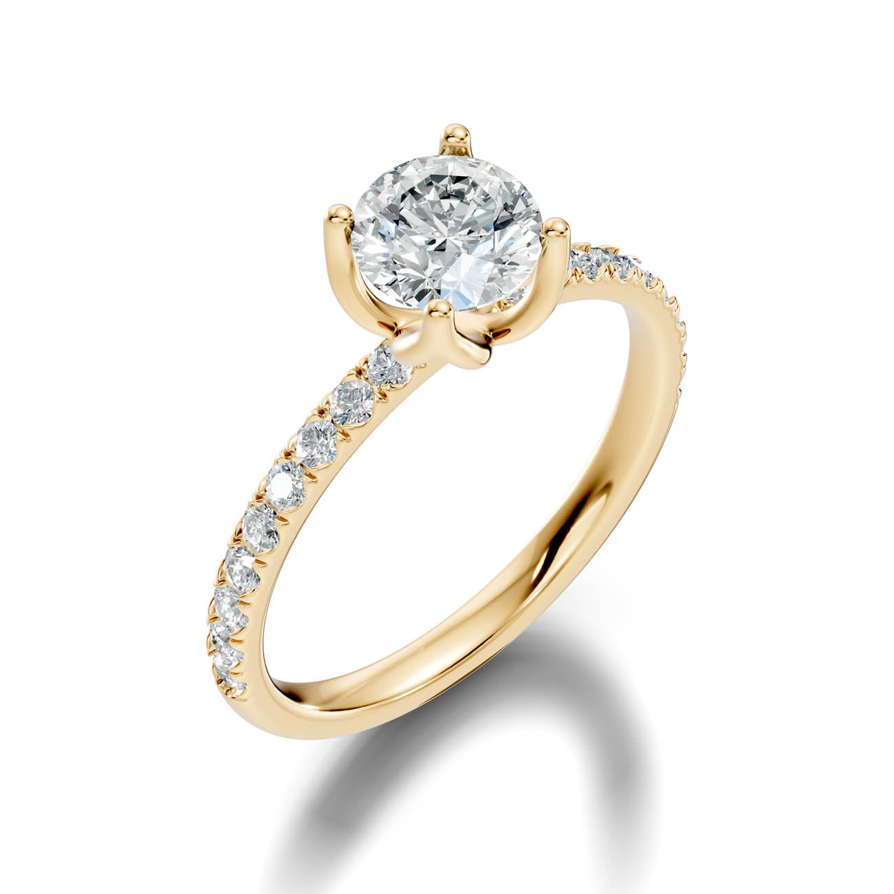 .50-1.50 Ct. Classic Round Diamond Pavé Solitaire Ring with Four-Prong Setting (ja14-a)