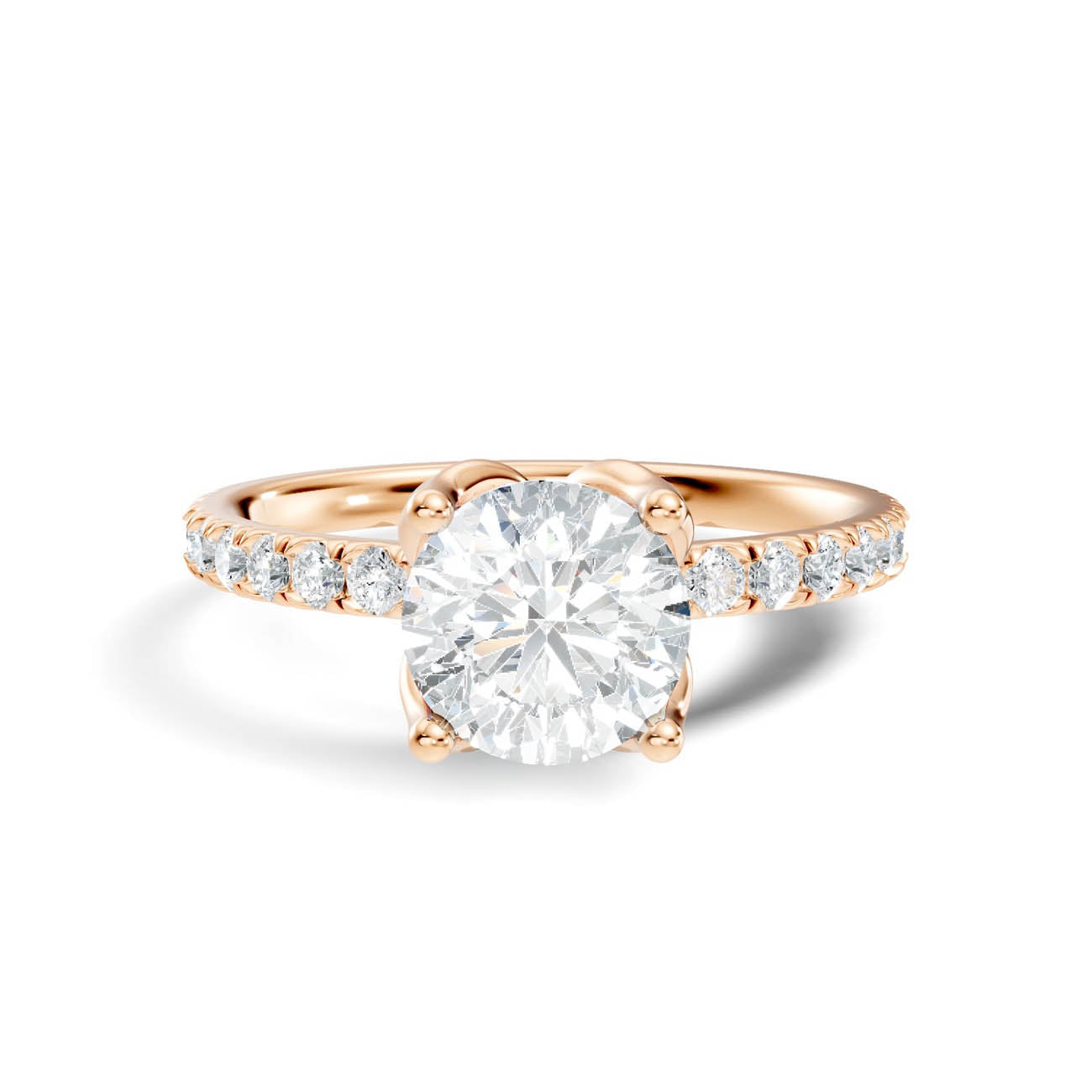 .50-1.50 Ct. Classic Round Diamond Pavé Solitaire Ring with Four-Prong Setting (ja14-a) 6