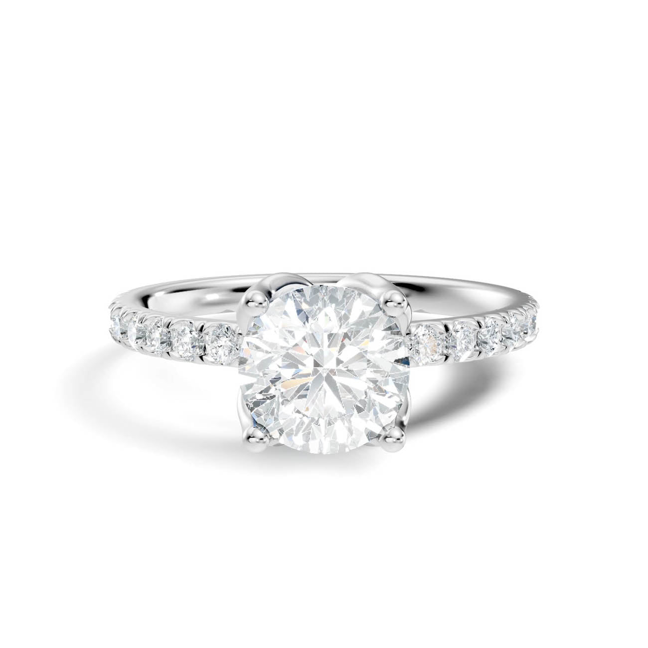 .50-1.50 Ct. Classic Round Diamond Pavé Solitaire Ring with Four-Prong Setting (ja14-a) 10