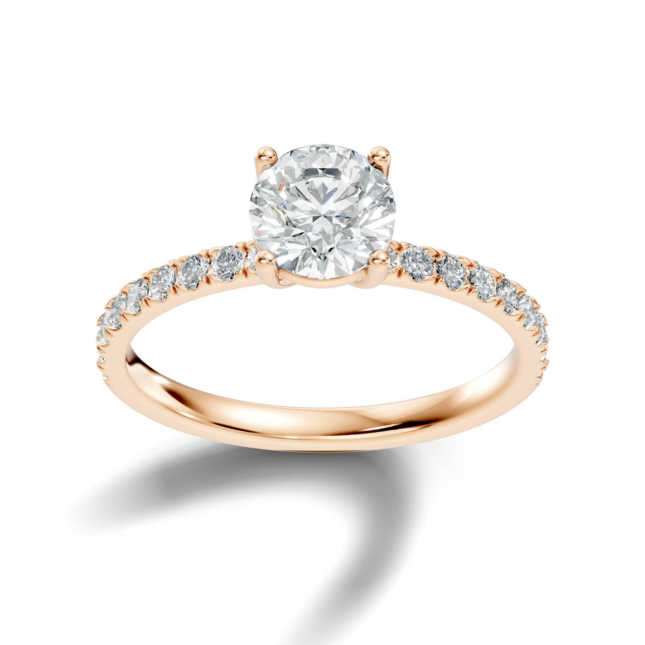 .50-1.50 Ct. Classic Round Diamond Pavé Solitaire Ring with Four-Prong Setting (ja16-a) 6