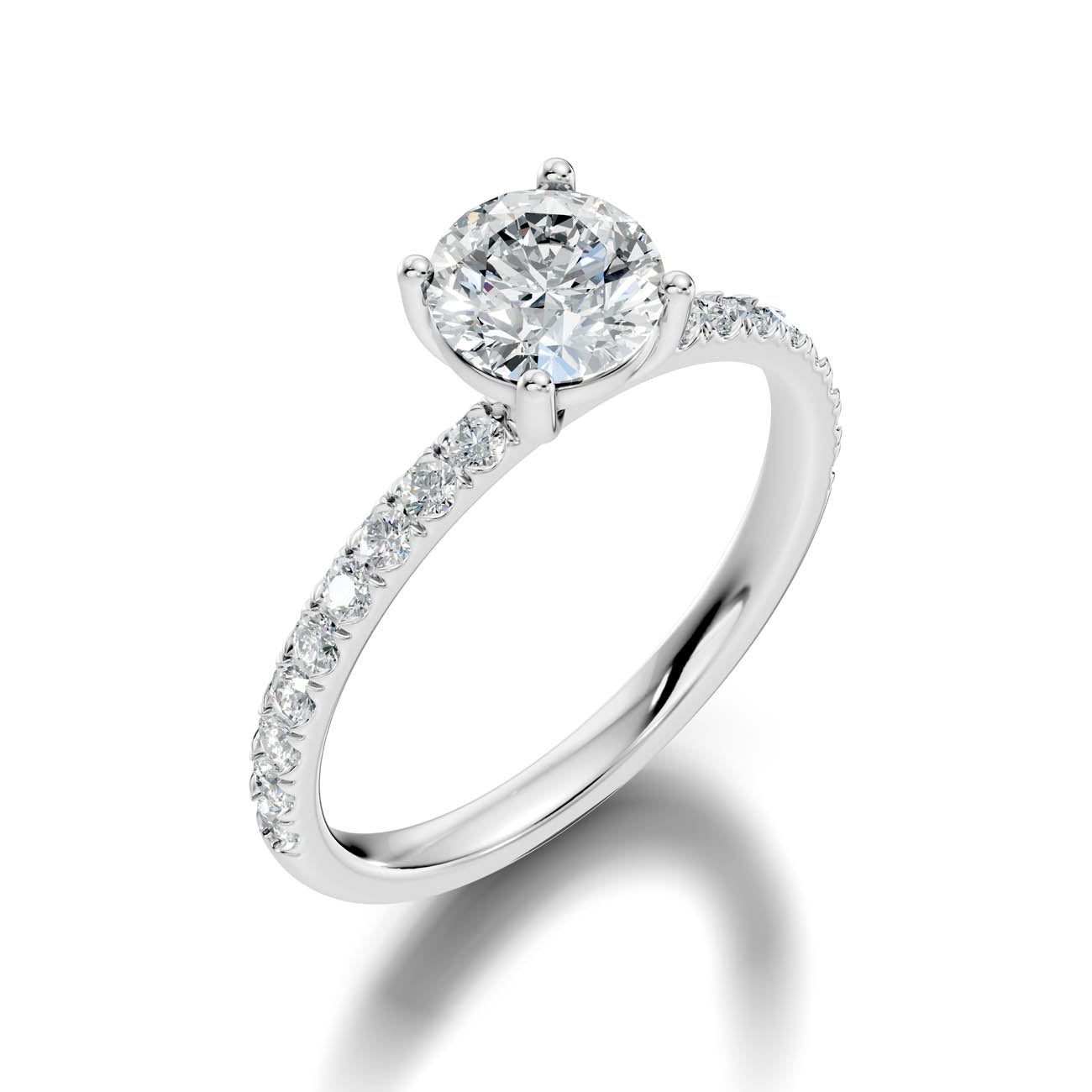 .50-1.50 Ct. Classic Round Diamond Pavé Solitaire Ring with Four-Prong Setting (ja16-a) 13