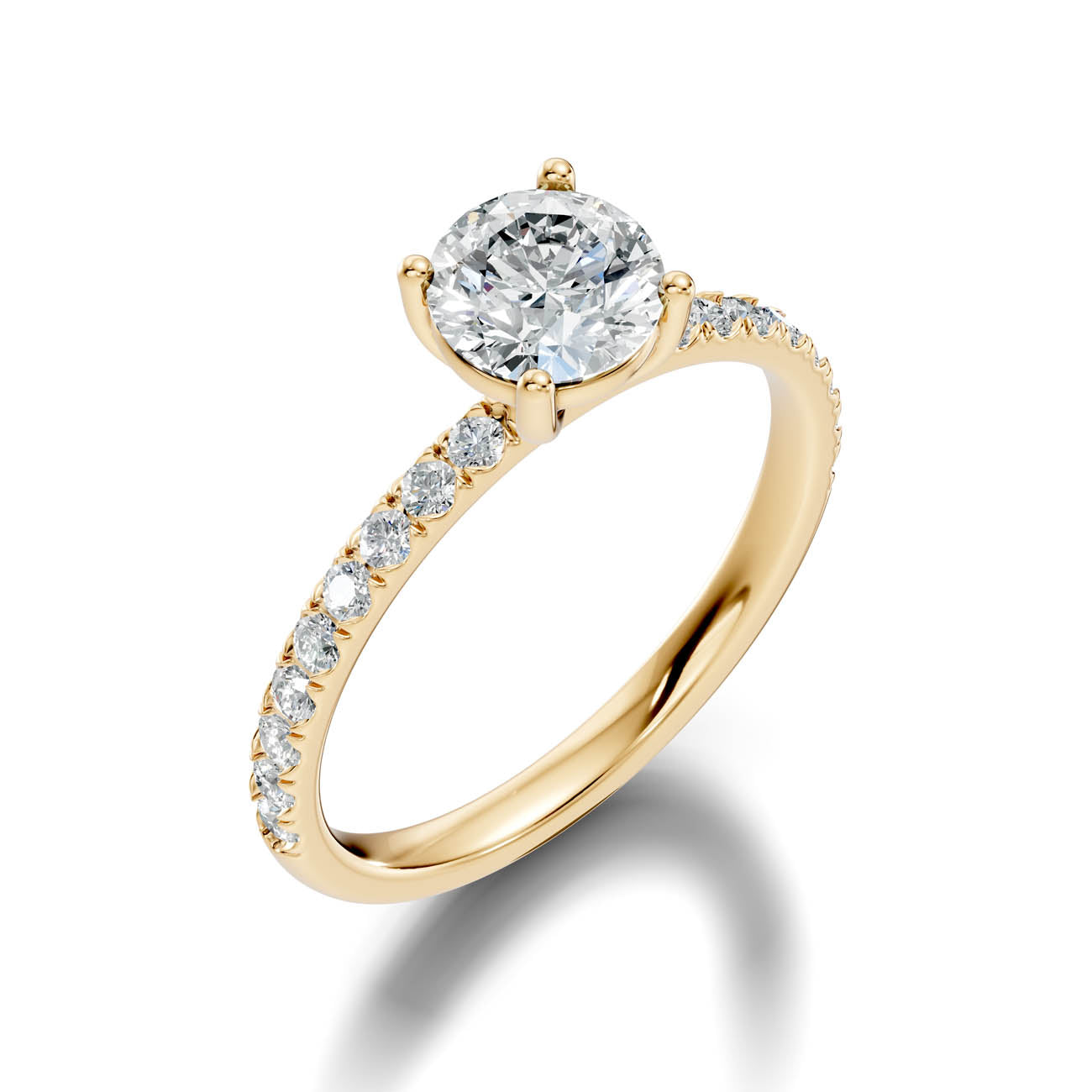 .50-1.50 Ct. Classic Round Diamond Pavé Solitaire Ring with Four-Prong Setting (ja16-a)