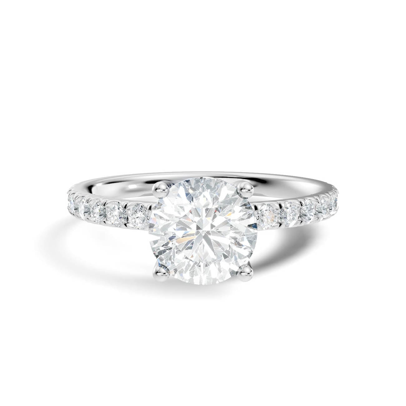 .50-1.50 Ct. Classic Round Diamond Pavé Solitaire Ring with Four-Prong Setting (ja16-a) 10