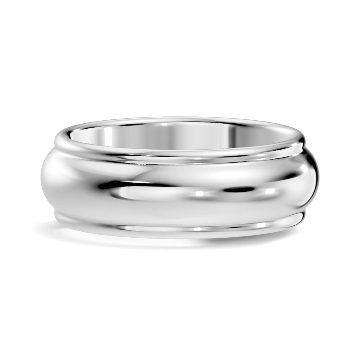Bold Half-Round Wedding Band with Polished Comfort Fit Design (HREW700) 7