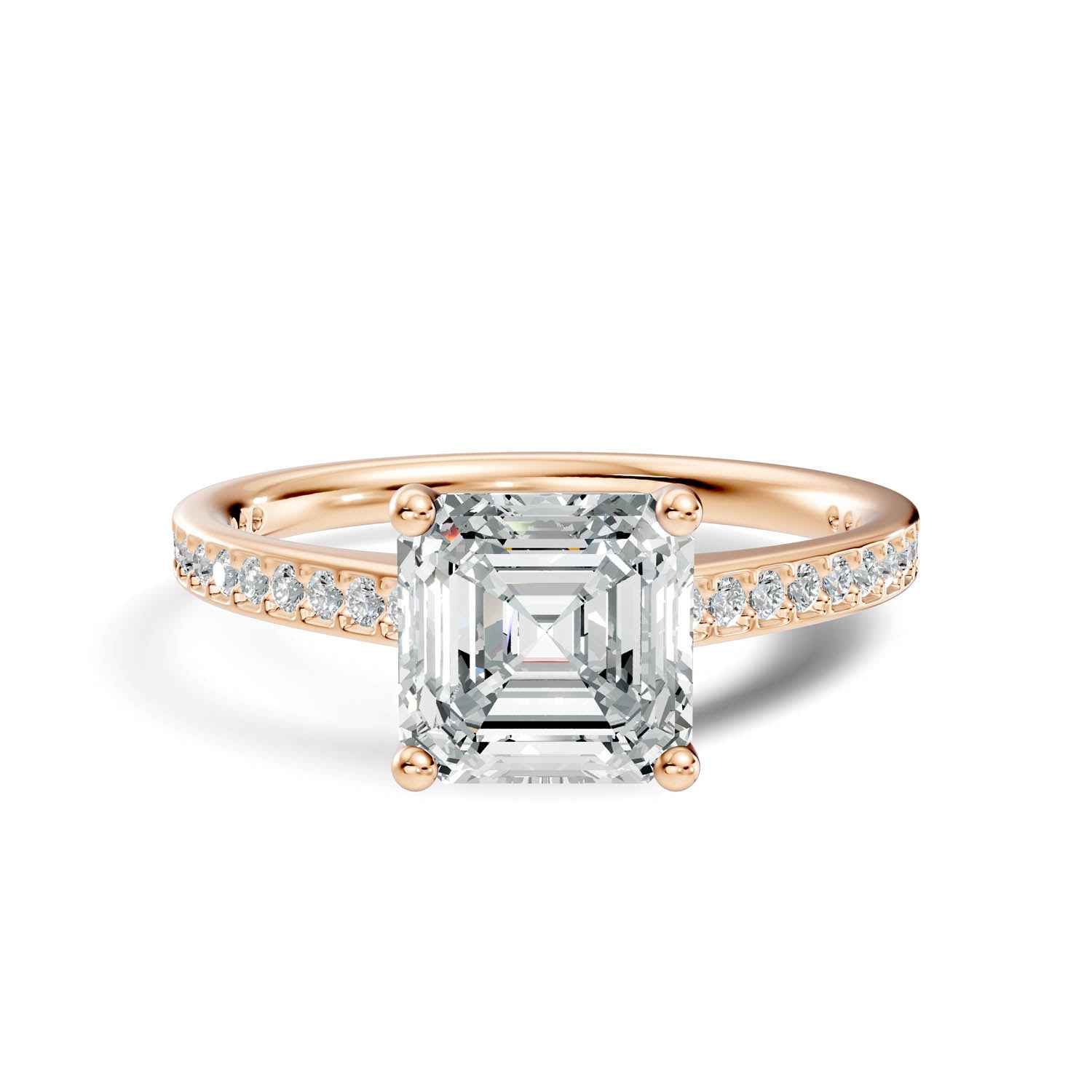 1.64 Ct. Asscher Cut Pavé Diamond Engagement Ring (10ASP) 8