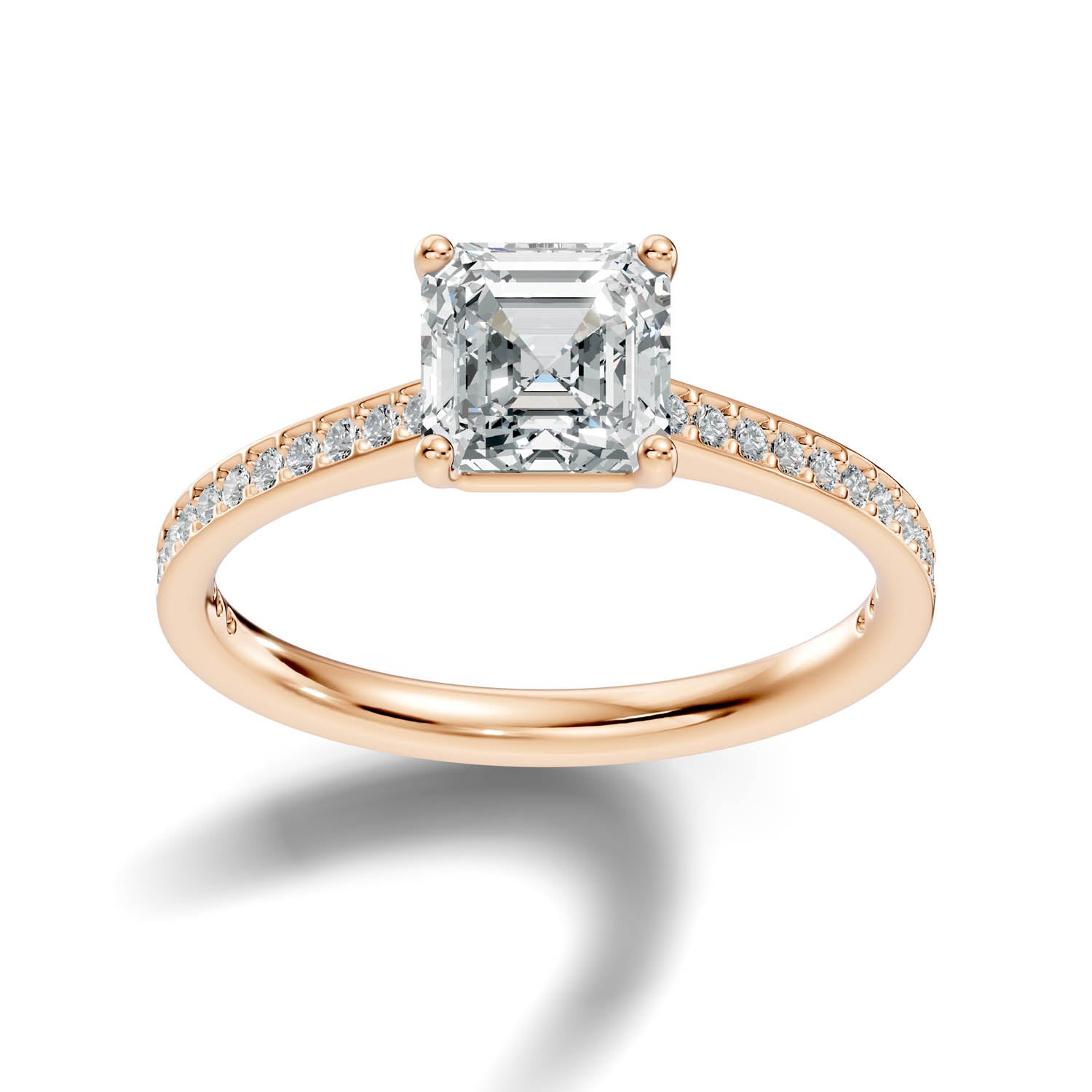 1.64 Ct. Asscher Cut Pavé Diamond Engagement Ring (10ASP) 6