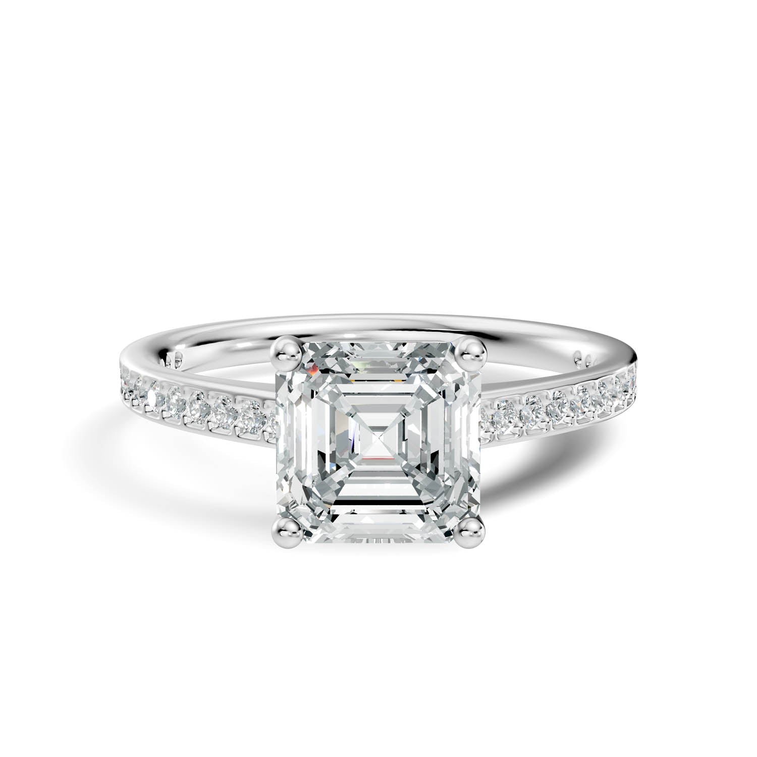 1.64 Ct. Asscher Cut Pavé Diamond Engagement Ring (10ASP) 4
