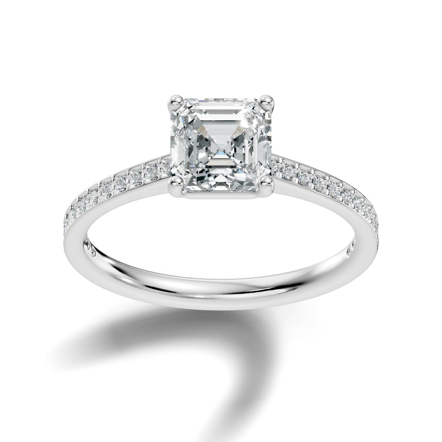1.64 Ct. Asscher Cut Pavé Diamond Engagement Ring (10ASP)