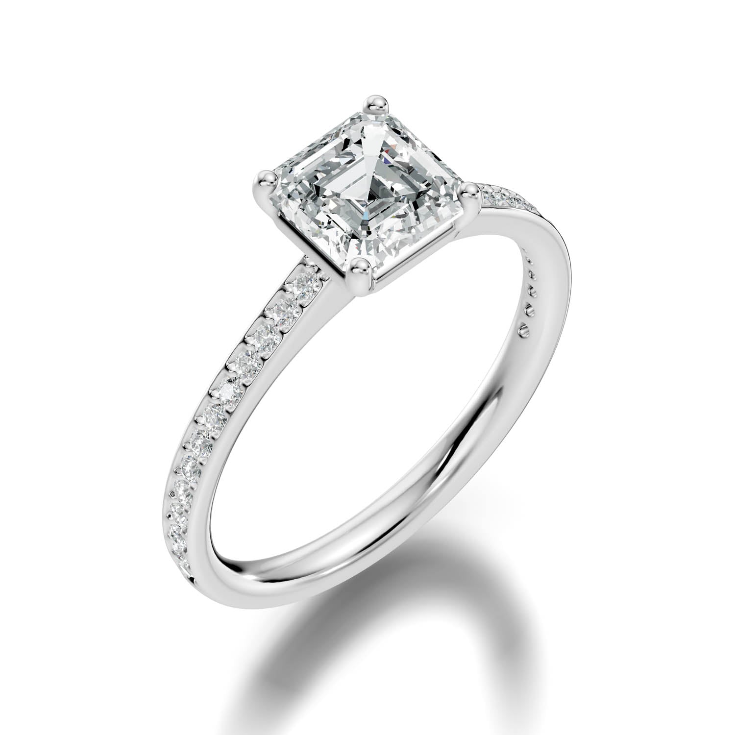 1.64 Ct. Asscher Cut Pavé Diamond Engagement Ring (10ASP) 12