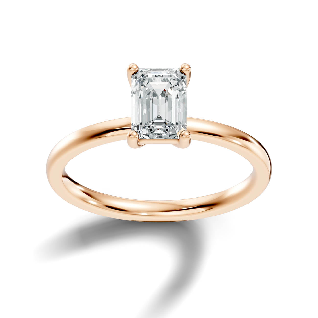 .50-1.00 Ct. Emerald Cut Diamond Solitaire Ring with Classic Prong Setting (b12-e)