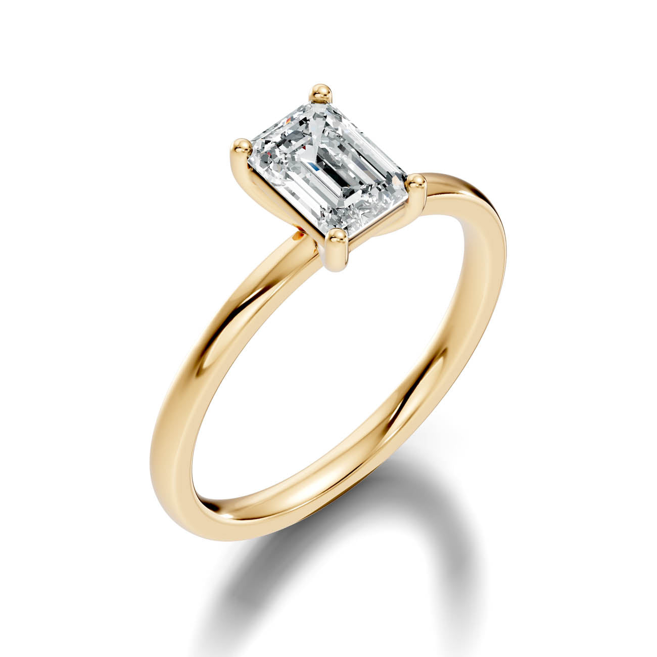 .50-1.00 Ct. Emerald Cut Diamond Solitaire Ring with Classic Prong Setting (b12-e)