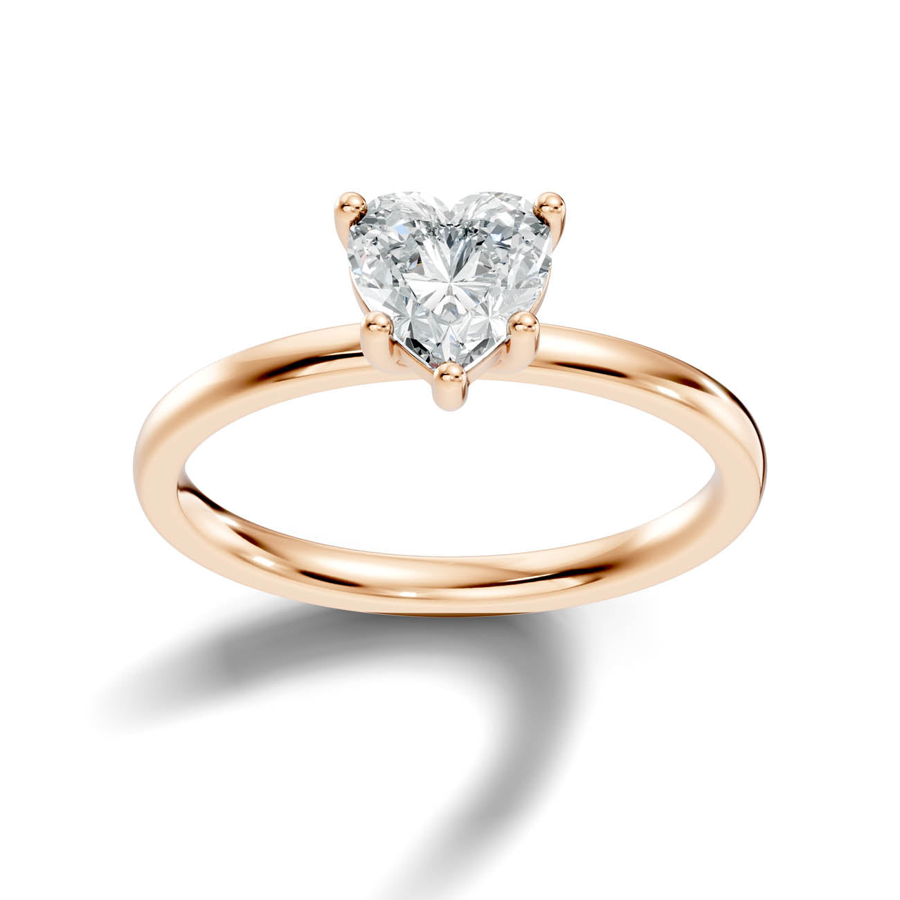 .50-1.00 Ct. Heart-Cut Diamond Solitaire Ring with Three-Prong Setting (b12-g)