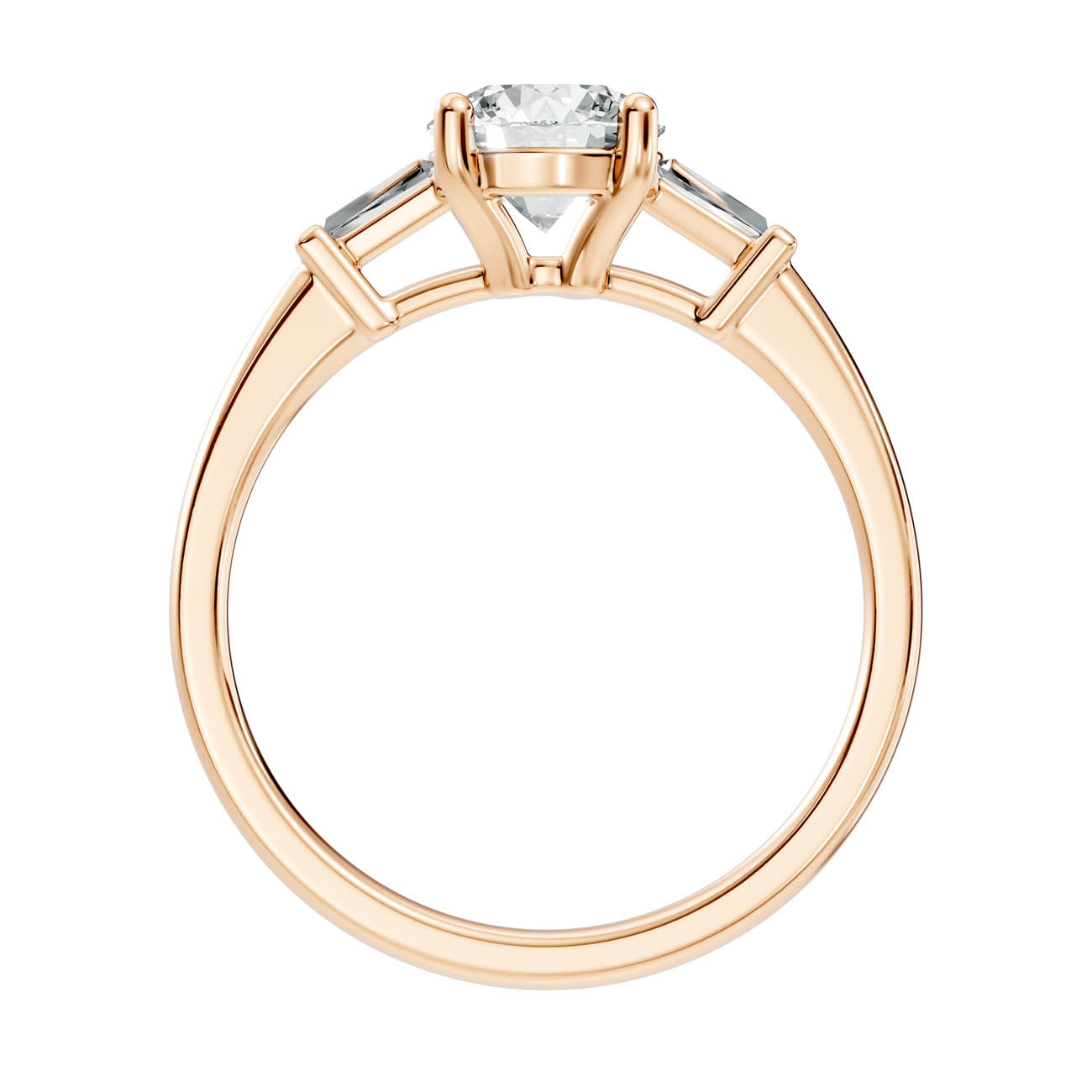 1.08 Ct. Classic Round Diamond Ring with Tapered Baguette Side Stones (b13-a) 8