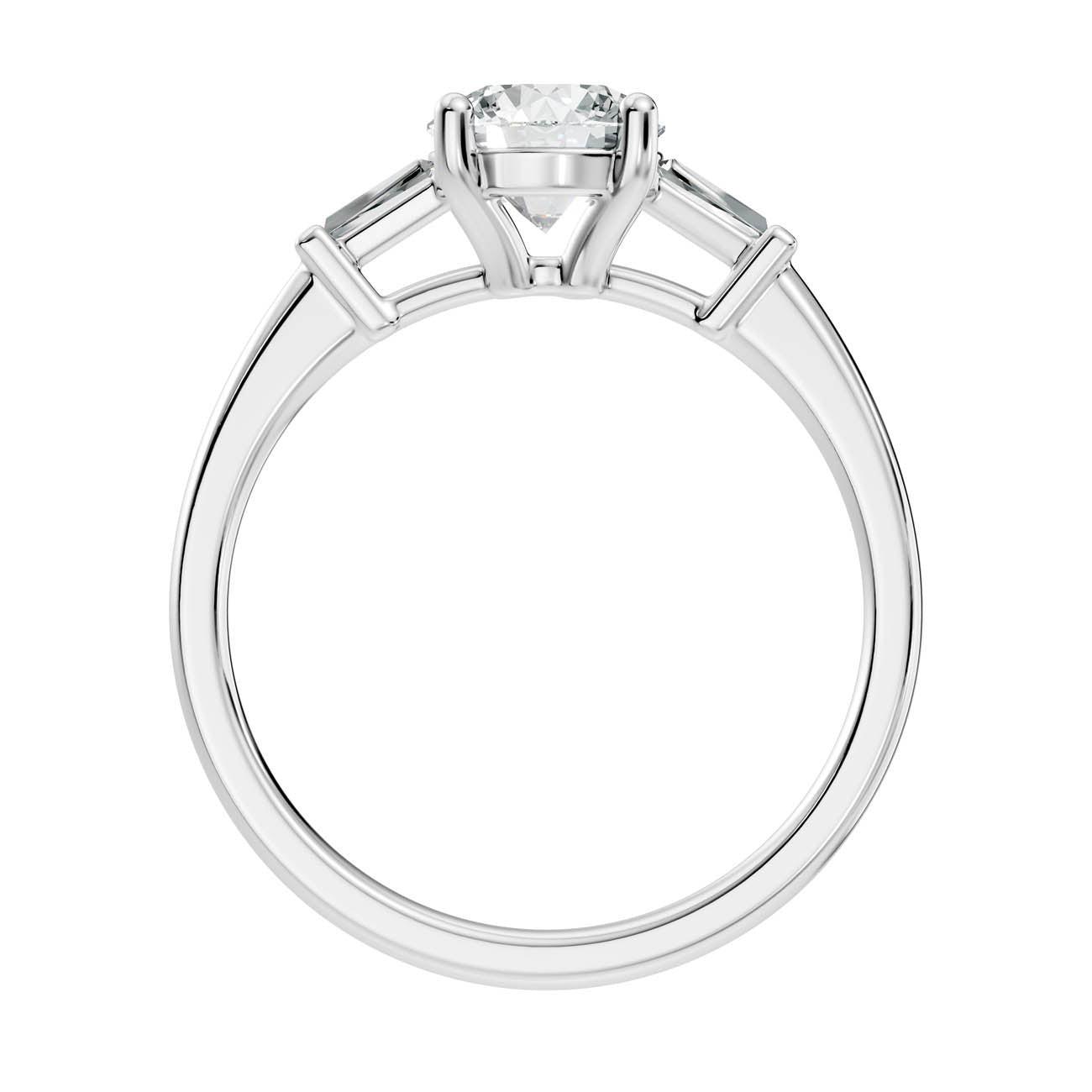1.08 Ct. Classic Round Diamond Ring with Tapered Baguette Side Stones (b13-a) 12