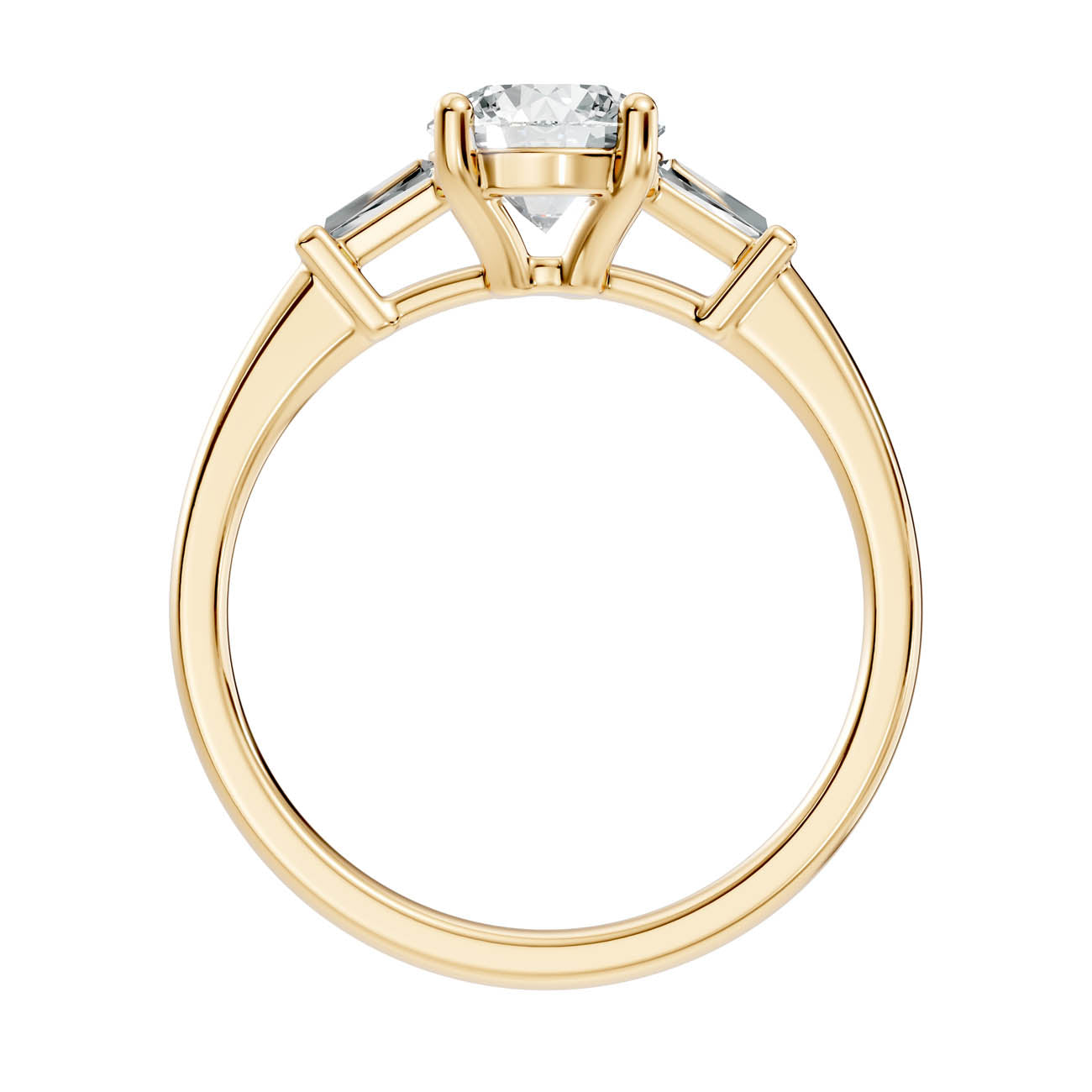 1.08 Ct. Classic Round Diamond Ring with Tapered Baguette Side Stones (b13-a) 14