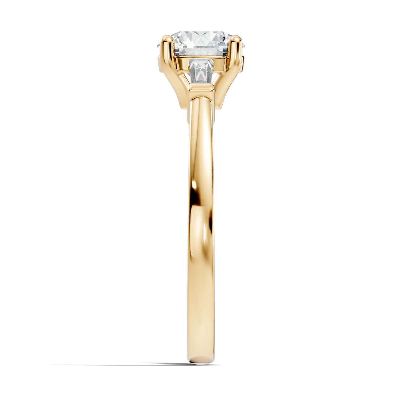 1.08 Ct. Classic Round Diamond Ring with Tapered Baguette Side Stones (b13-a) 15