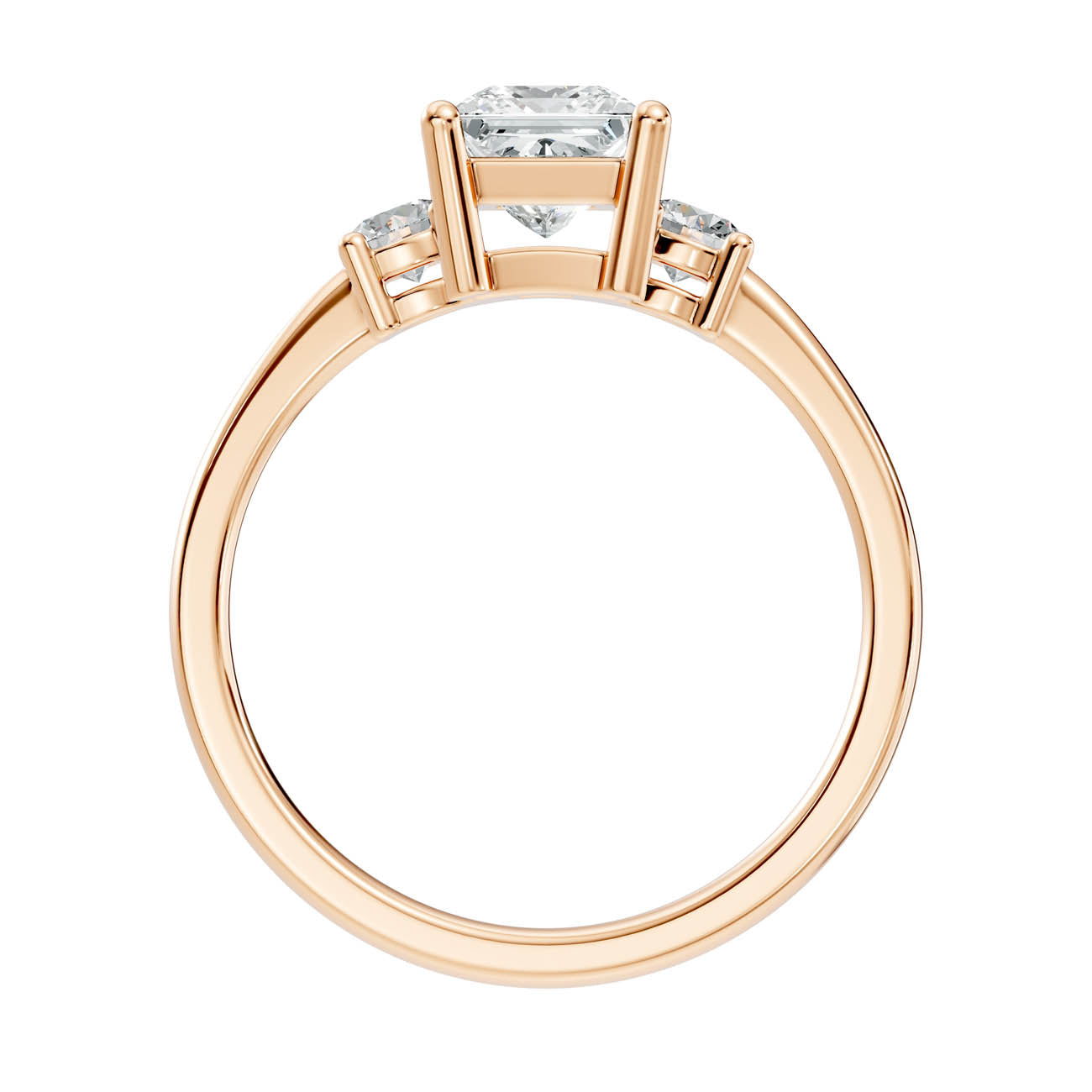 .50-1.00 Ct. Classic Princess Cut Diamond Ring with Round Side Stones (b14-d) 12