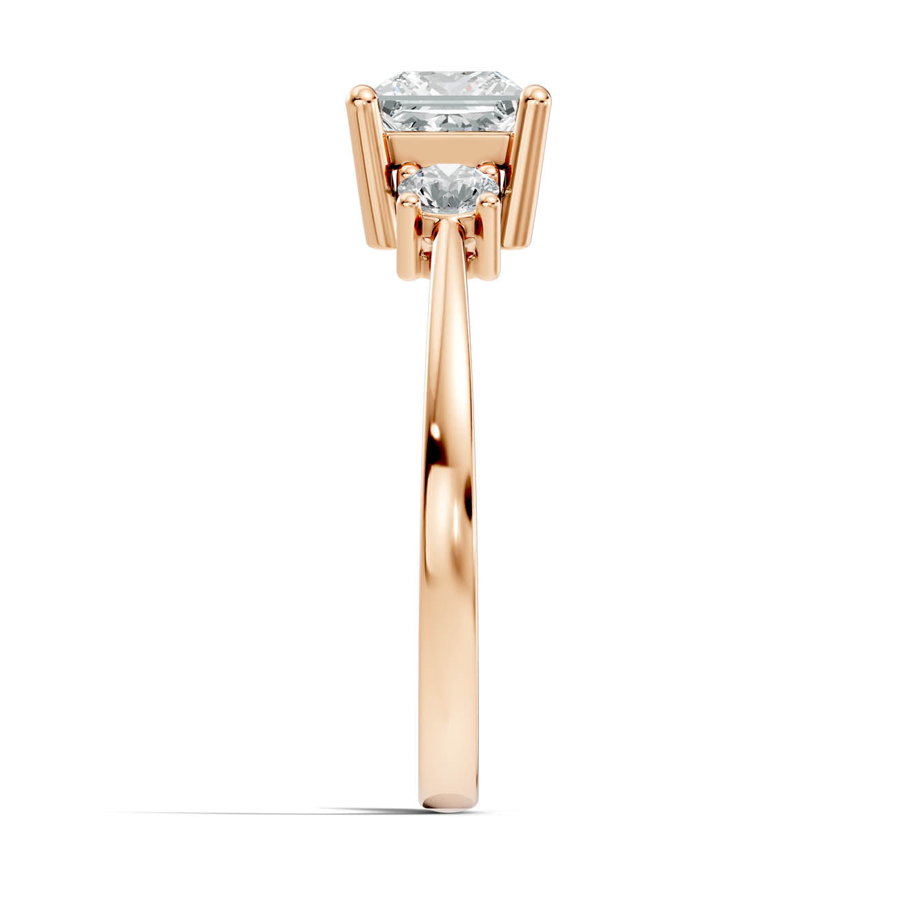 .50-1.00 Ct. Classic Princess Cut Diamond Ring with Round Side Stones (b14-d) 13