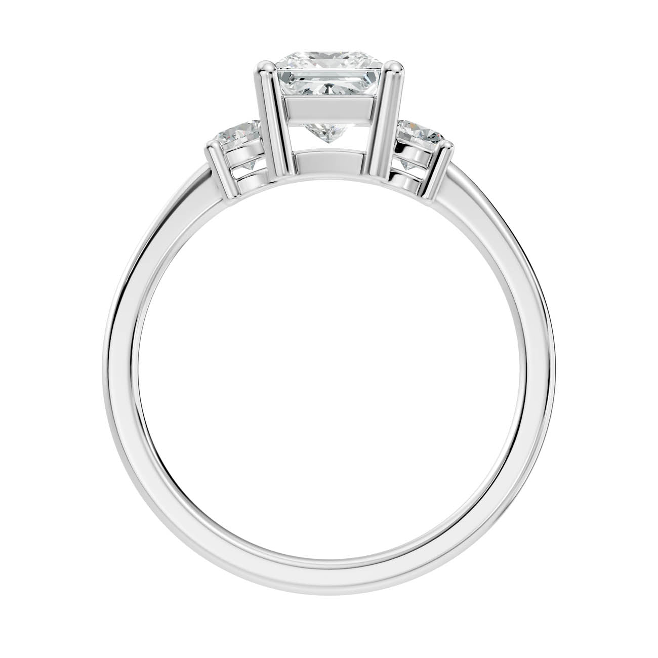.50-1.00 Ct. Classic Princess Cut Diamond Ring with Round Side Stones (b14-d) 9