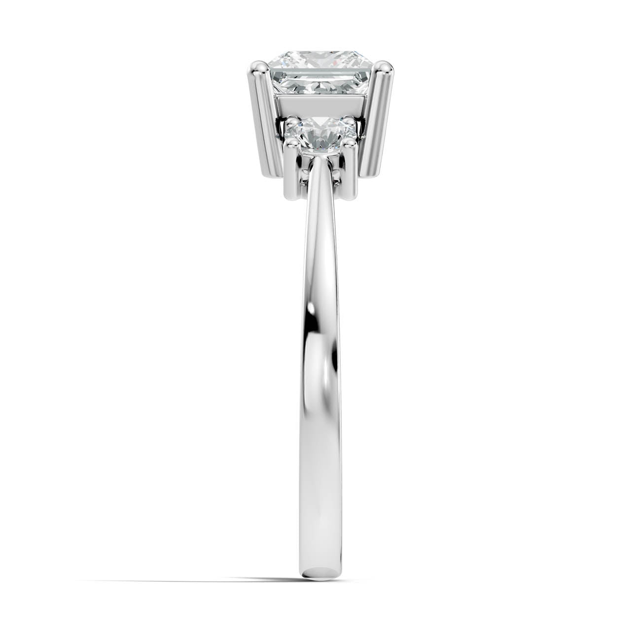 .50-1.00 Ct. Classic Princess Cut Diamond Ring with Round Side Stones (b14-d) 10