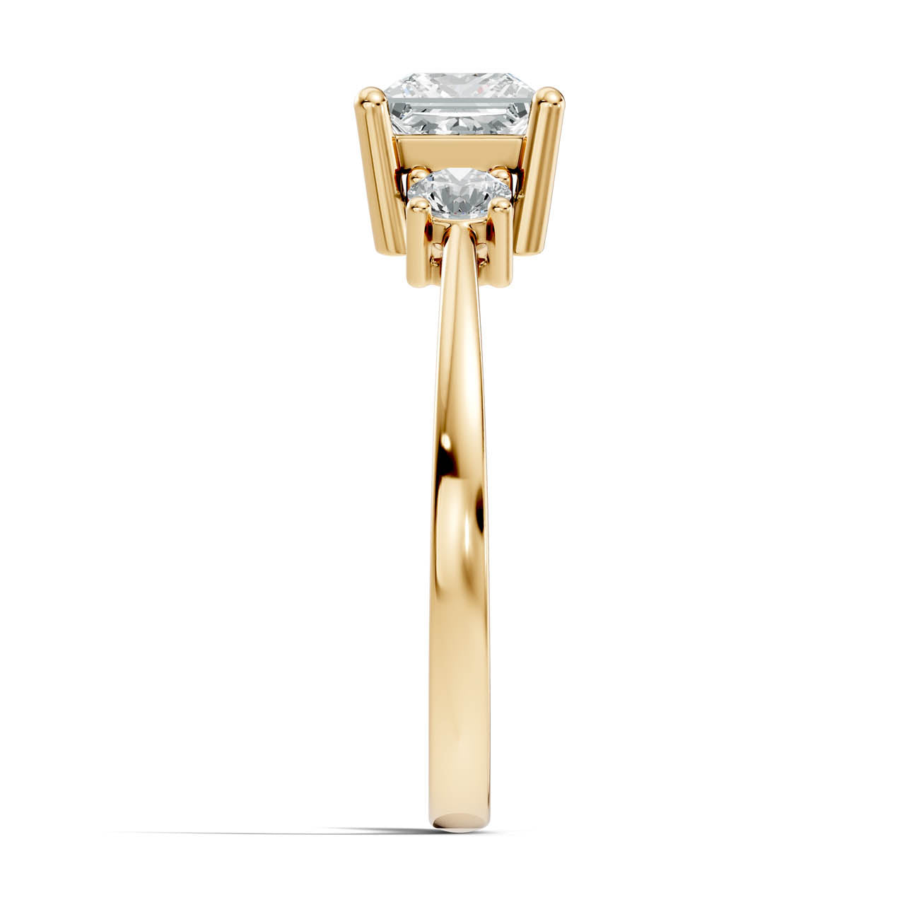 .50-1.00 Ct. Classic Princess Cut Diamond Ring with Round Side Stones (b14-d) 5