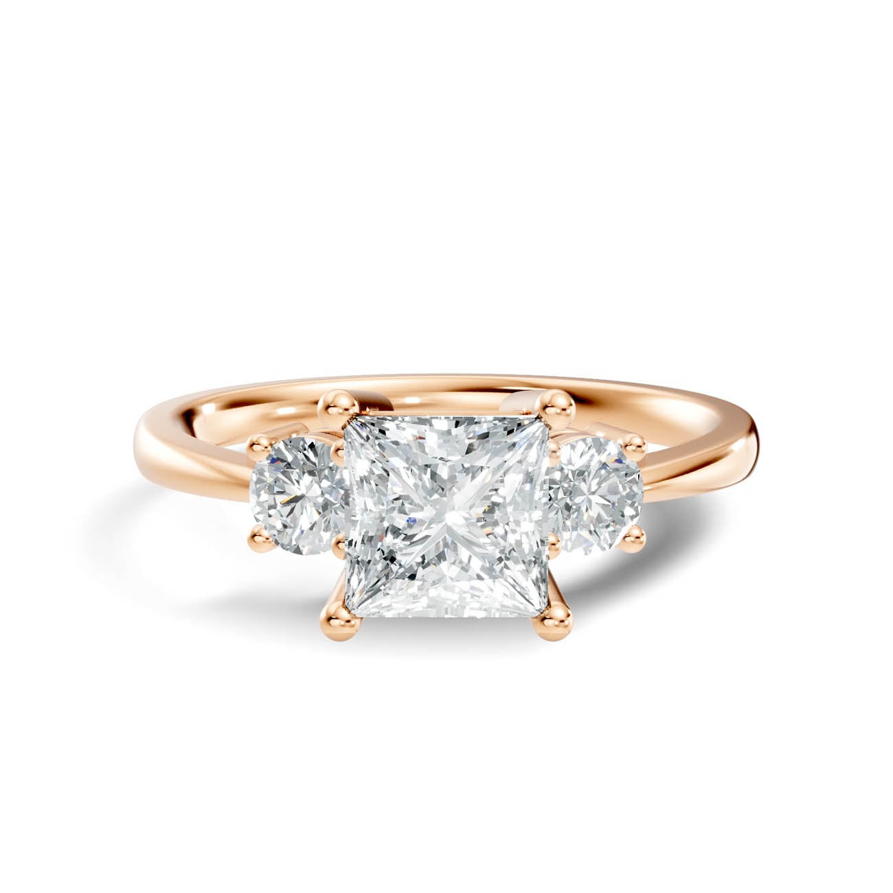 .50-1.00 Ct. Classic Princess Cut Diamond Ring with Round Side Stones (b14-d) 11