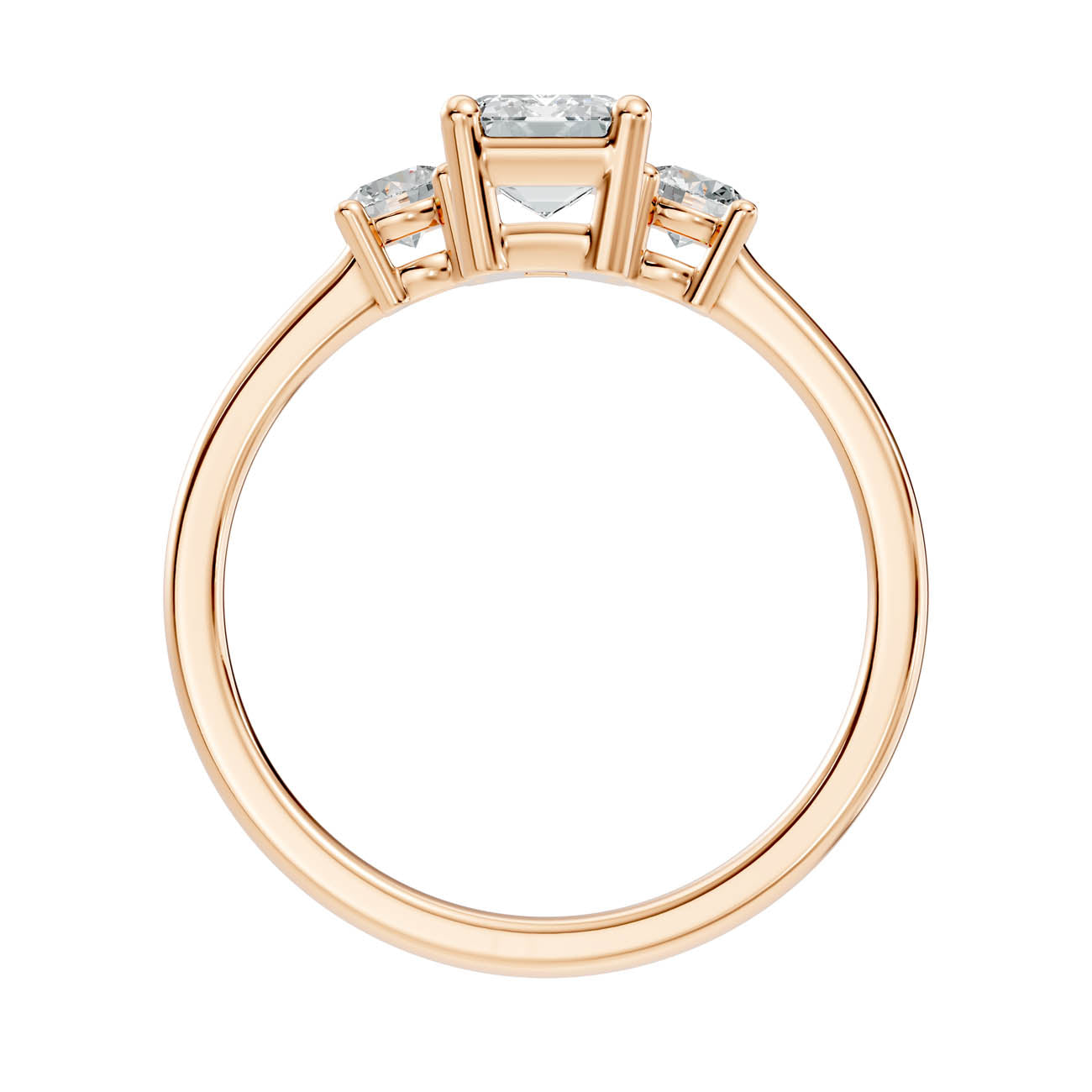 .50-1.00 Ct. Classic Emerald Cut Diamond Ring with Round Side Stones (b14-e) 5