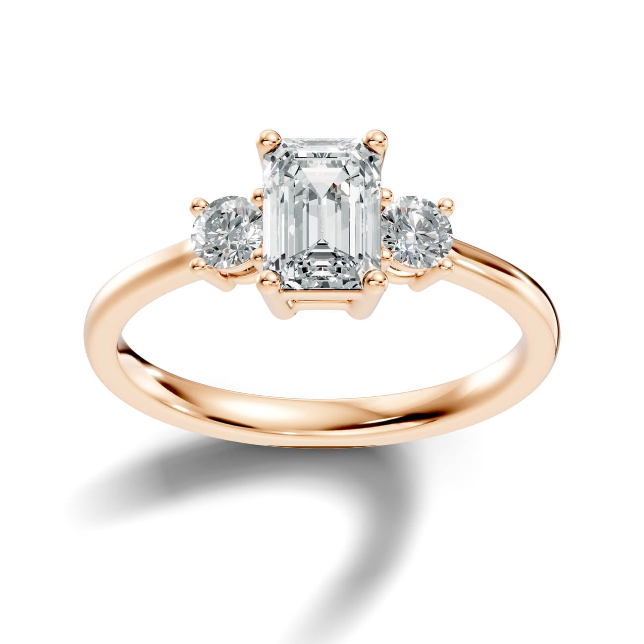 .50-1.00 Ct. Classic Emerald Cut Diamond Ring with Round Side Stones (b14-e) 13