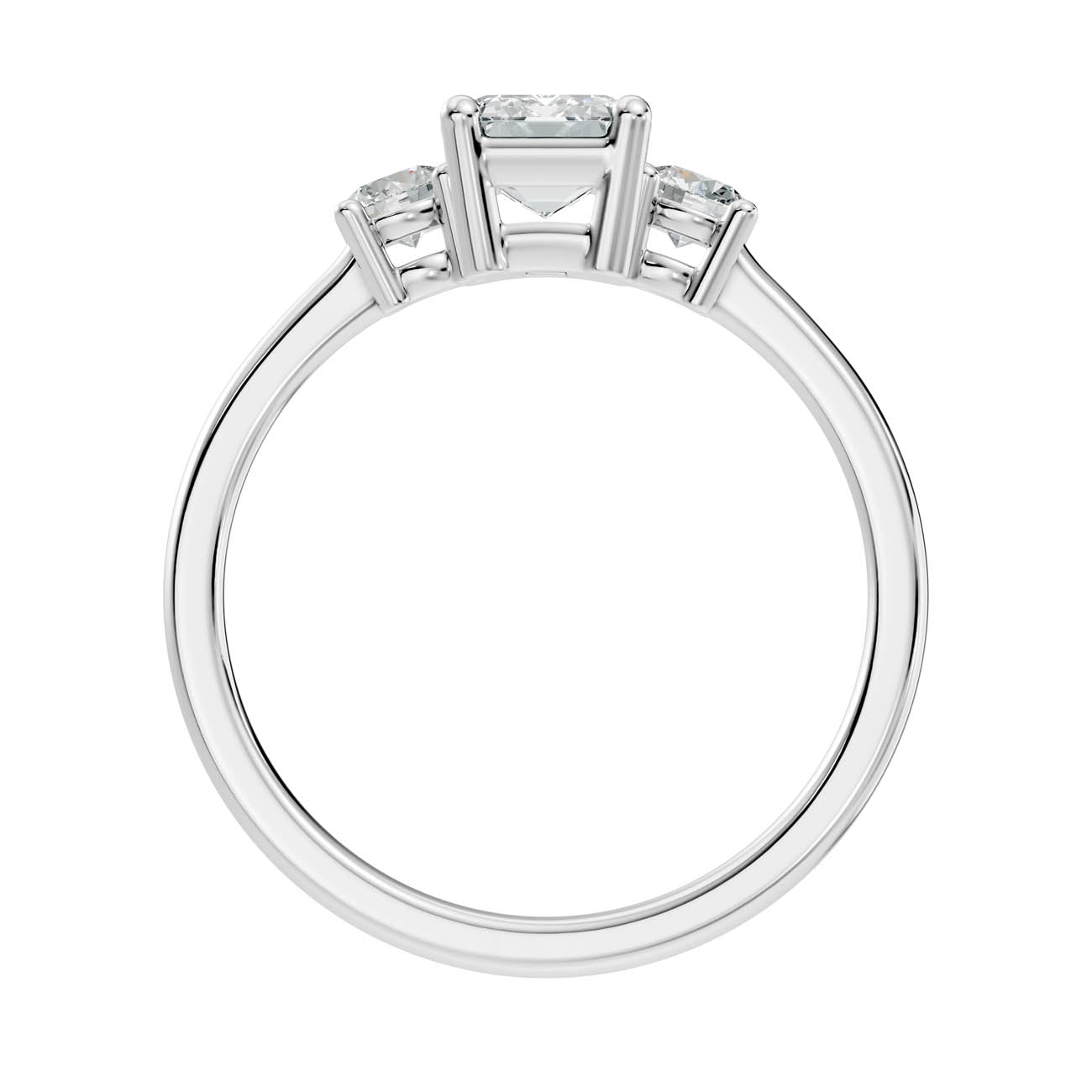 .50-1.00 Ct. Classic Emerald Cut Diamond Ring with Round Side Stones (b14-e) 7