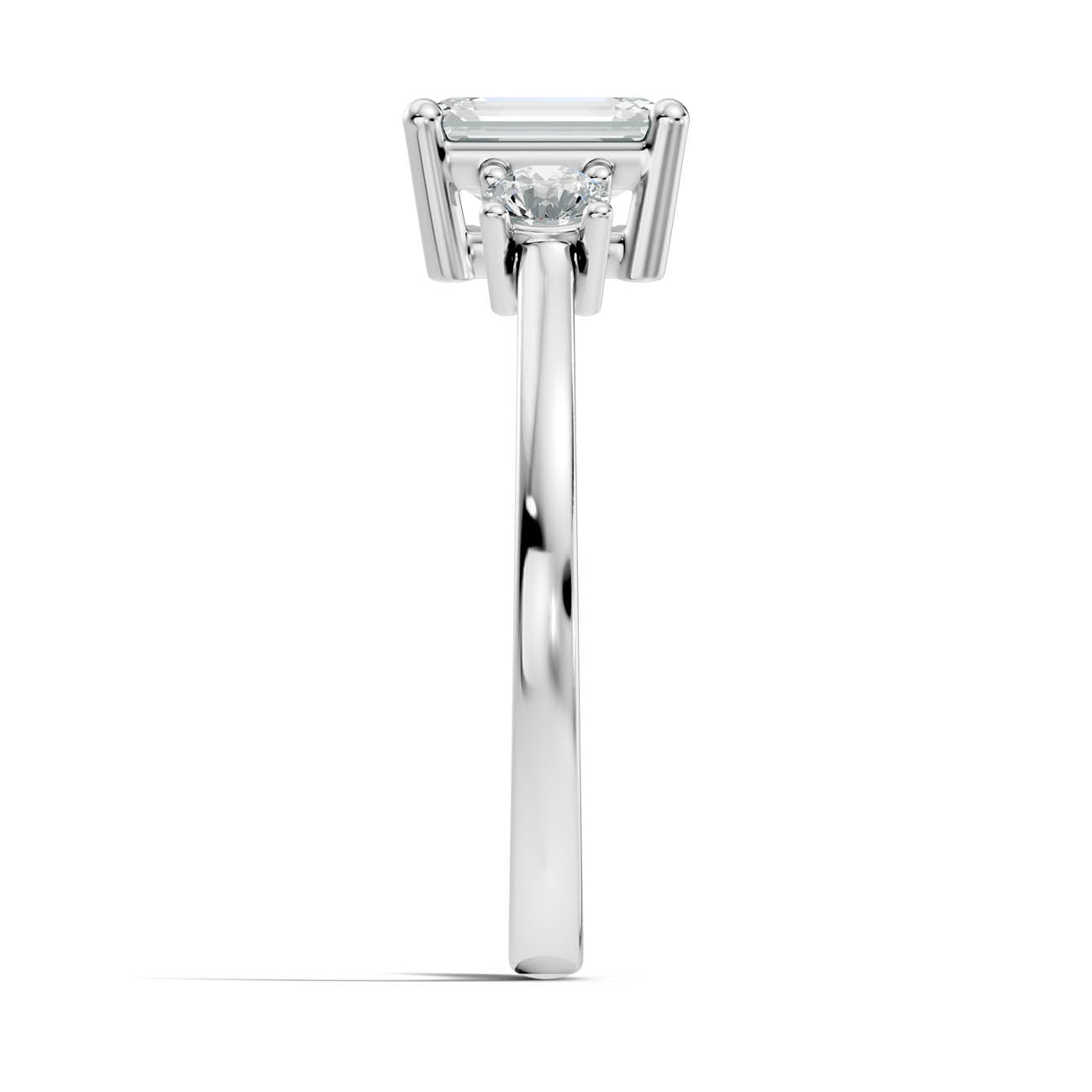 .50-1.00 Ct. Classic Emerald Cut Diamond Ring with Round Side Stones (b14-e) 9