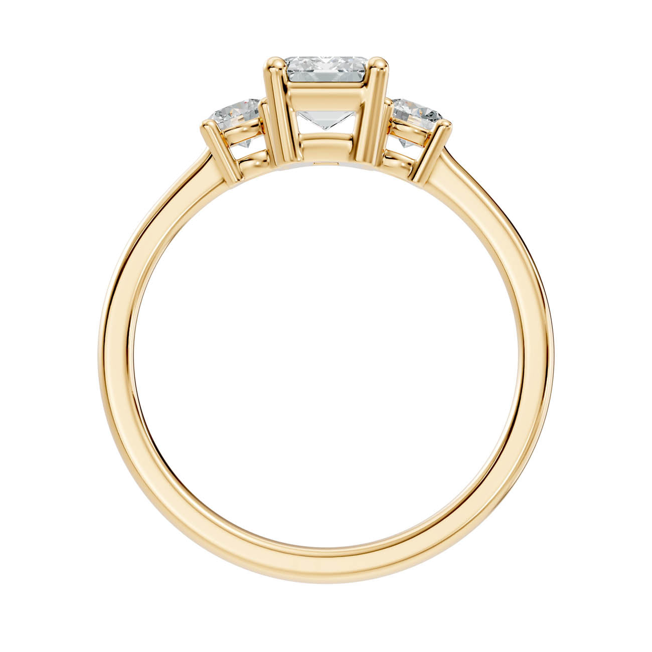 .50-1.00 Ct. Classic Emerald Cut Diamond Ring with Round Side Stones (b14-e) 14