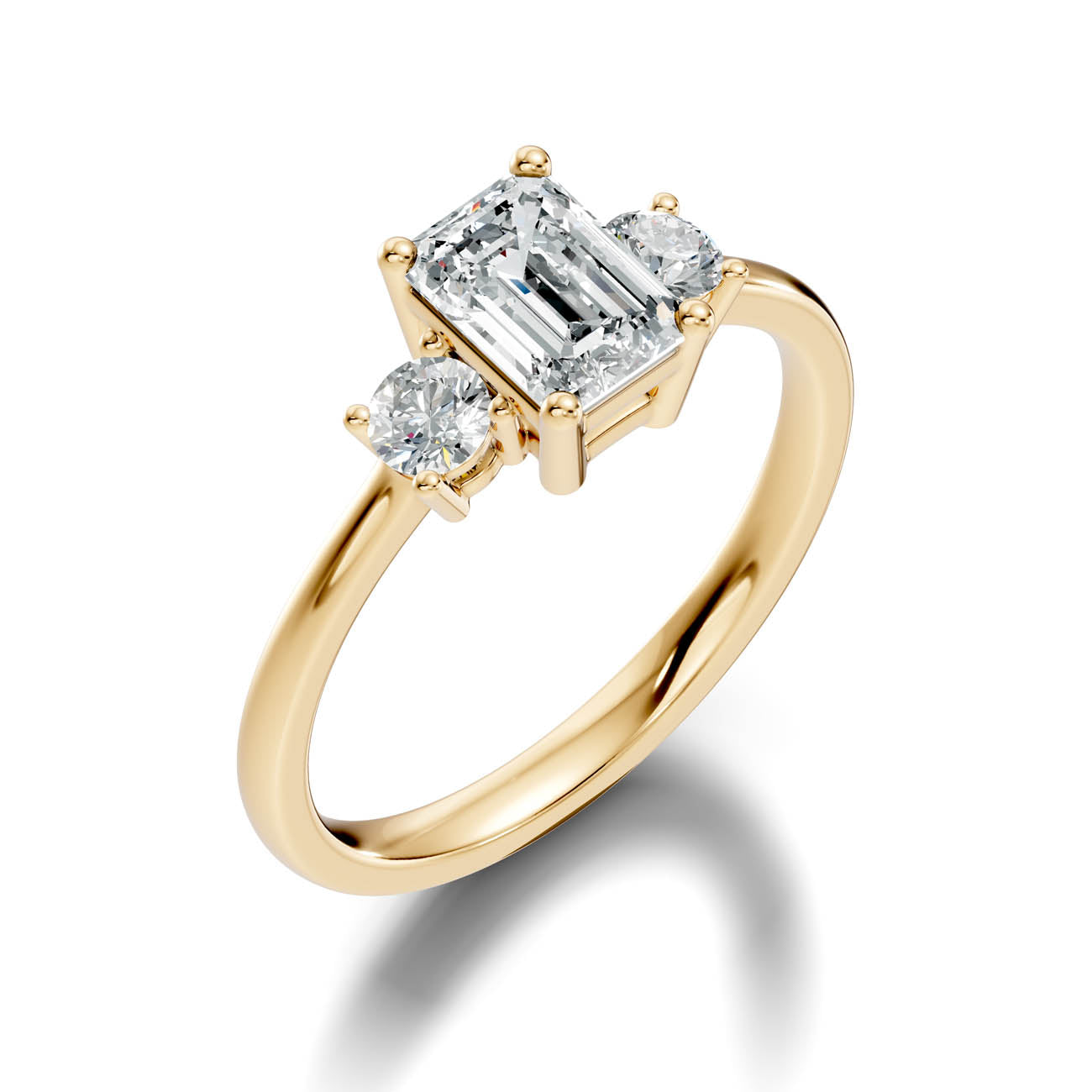 .50-1.00 Ct. Classic Emerald Cut Diamond Ring with Round Side Stones (b14-e) 12