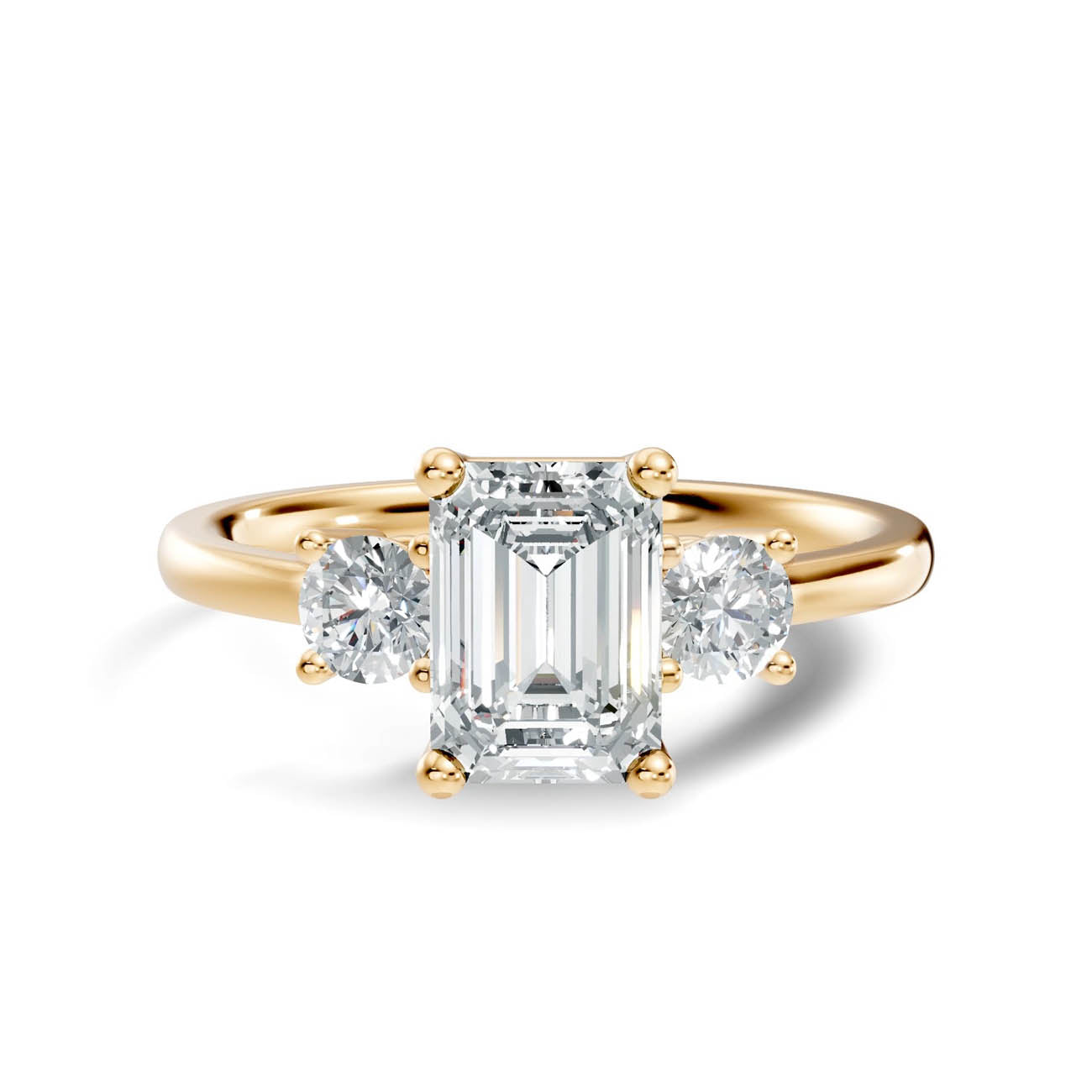 .50-1.00 Ct. Classic Emerald Cut Diamond Ring with Round Side Stones (b14-e) 11