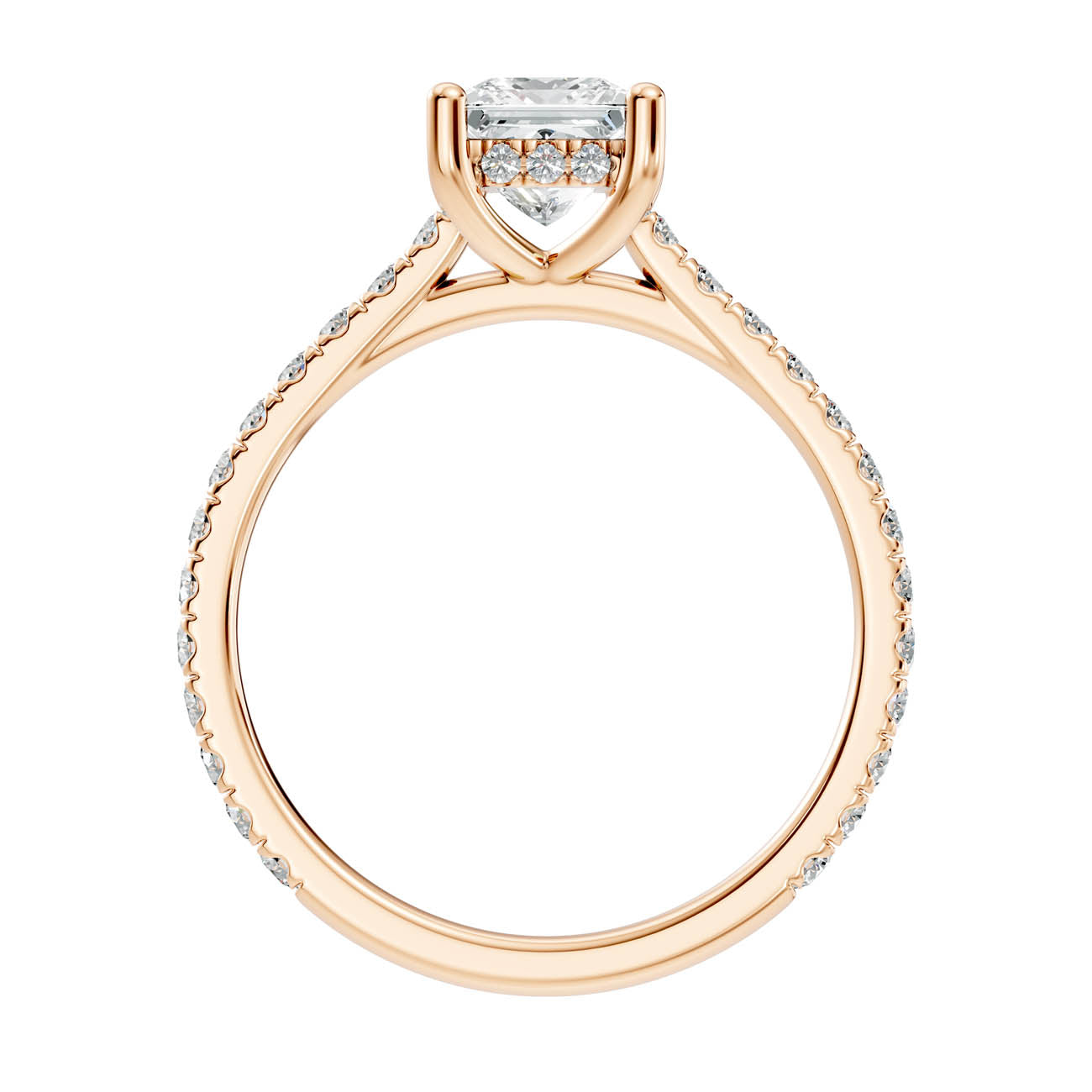 .50-1.50 Ct. Princess Cut Diamond Ring with Pavé Band and Hidden Halo (b16-d) 13