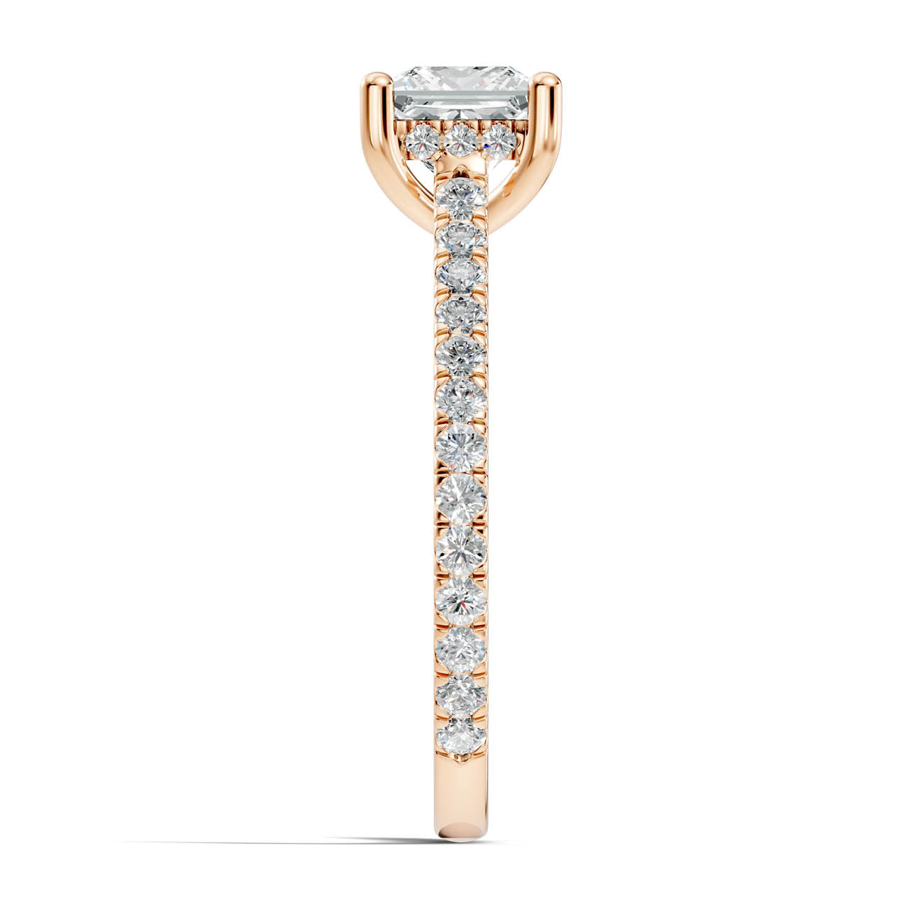 .50-1.50 Ct. Princess Cut Diamond Ring with Pavé Band and Hidden Halo (b16-d) 7