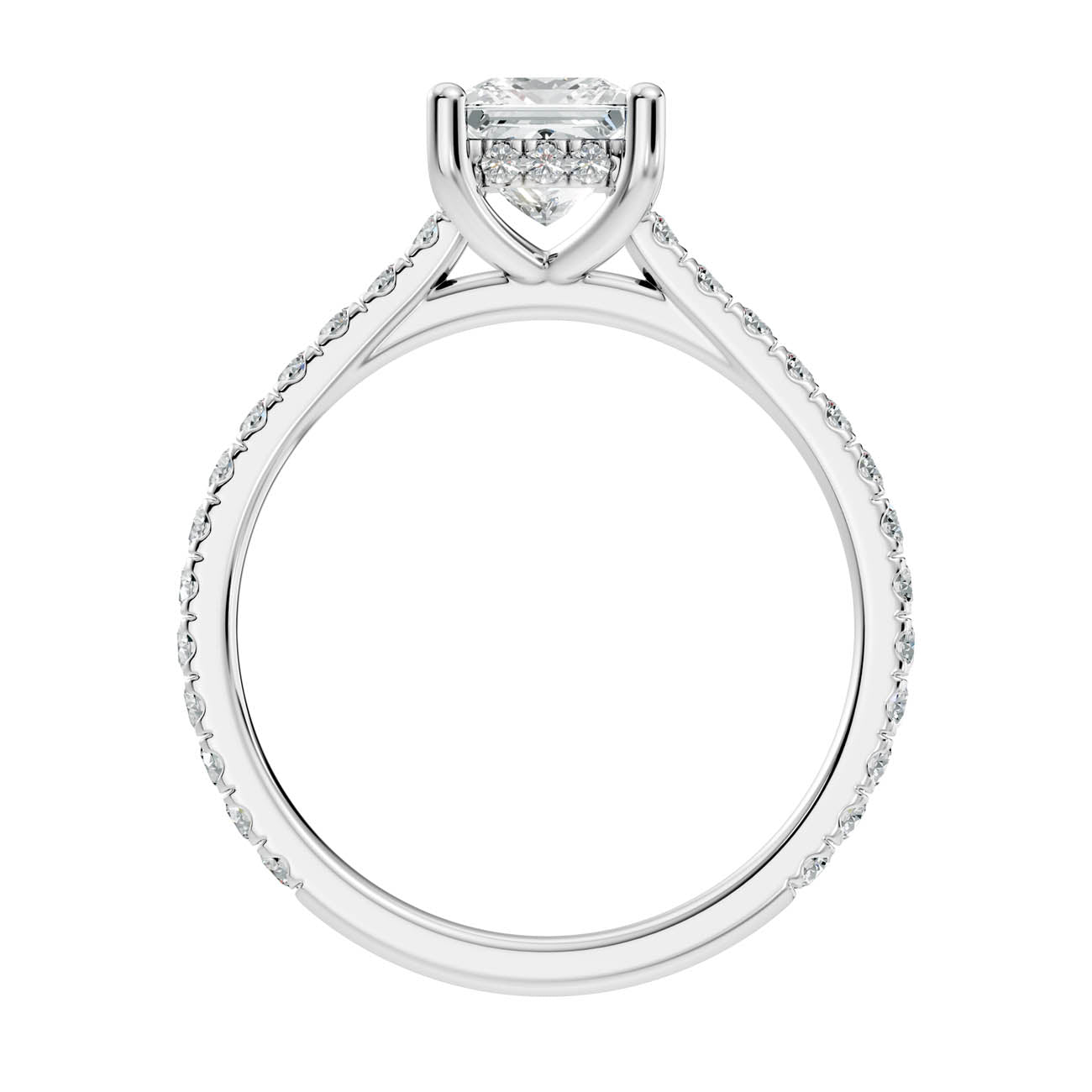 .50-1.50 Ct. Princess Cut Diamond Ring with Pavé Band and Hidden Halo (b16-d) 9