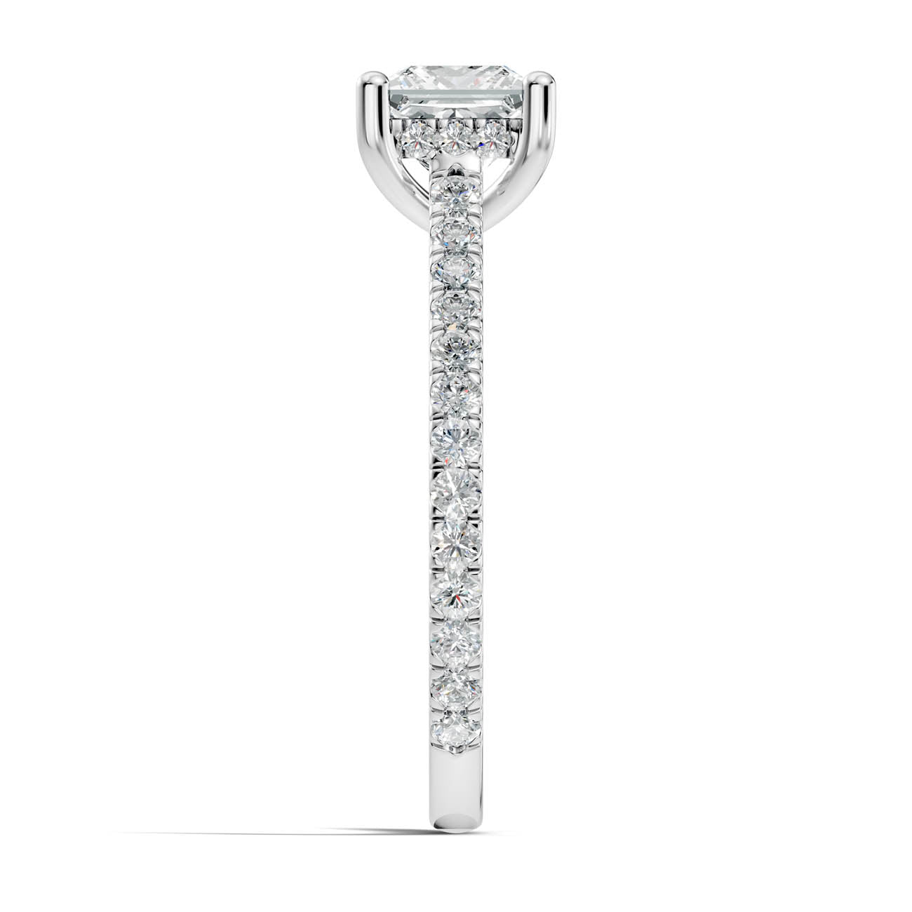 .50-1.50 Ct. Princess Cut Diamond Ring with Pavé Band and Hidden Halo (b16-d) 11
