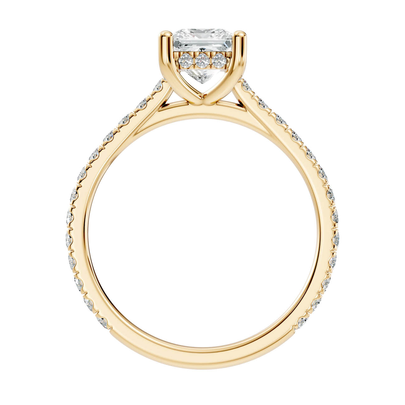 .50-1.50 Ct. Princess Cut Diamond Ring with Pavé Band and Hidden Halo (b16-d) 5