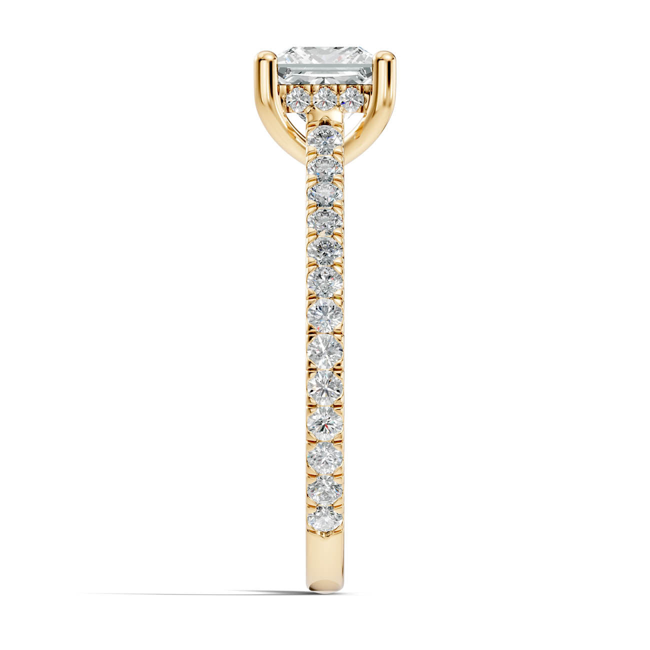 .50-1.50 Ct. Princess Cut Diamond Ring with Pavé Band and Hidden Halo (b16-d) 14