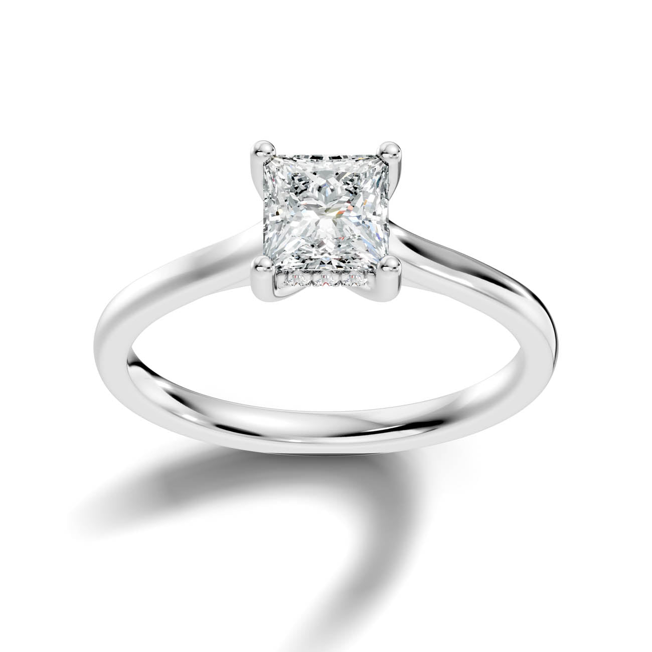 .50-1.50 Ct. Princess Cut Diamond Ring with Hidden Halo and Four-Prong Setting (b16-d copy) 9