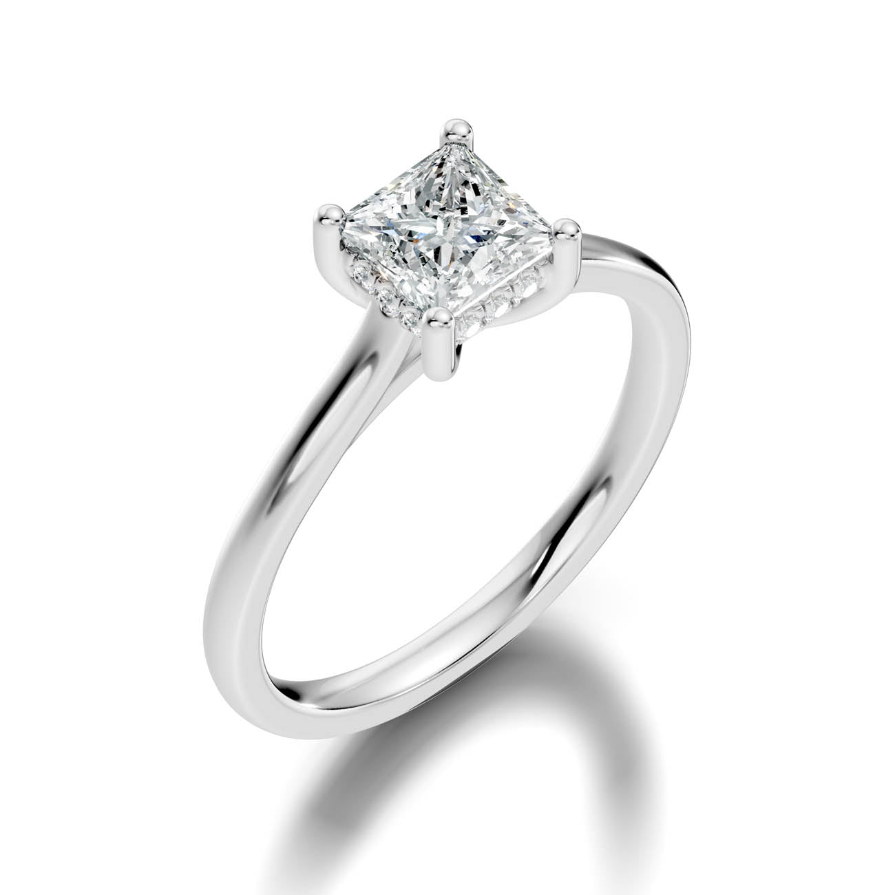 .50-1.50 Ct. Princess Cut Diamond Ring with Hidden Halo and Four-Prong Setting (b16-d copy) 7
