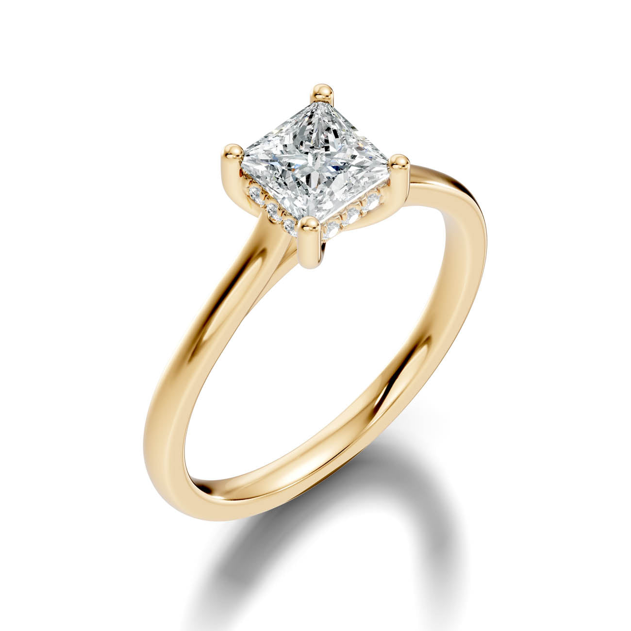 .50-1.50 Ct. Princess Cut Diamond Ring with Hidden Halo and Four-Prong Setting (b16-d copy) 15