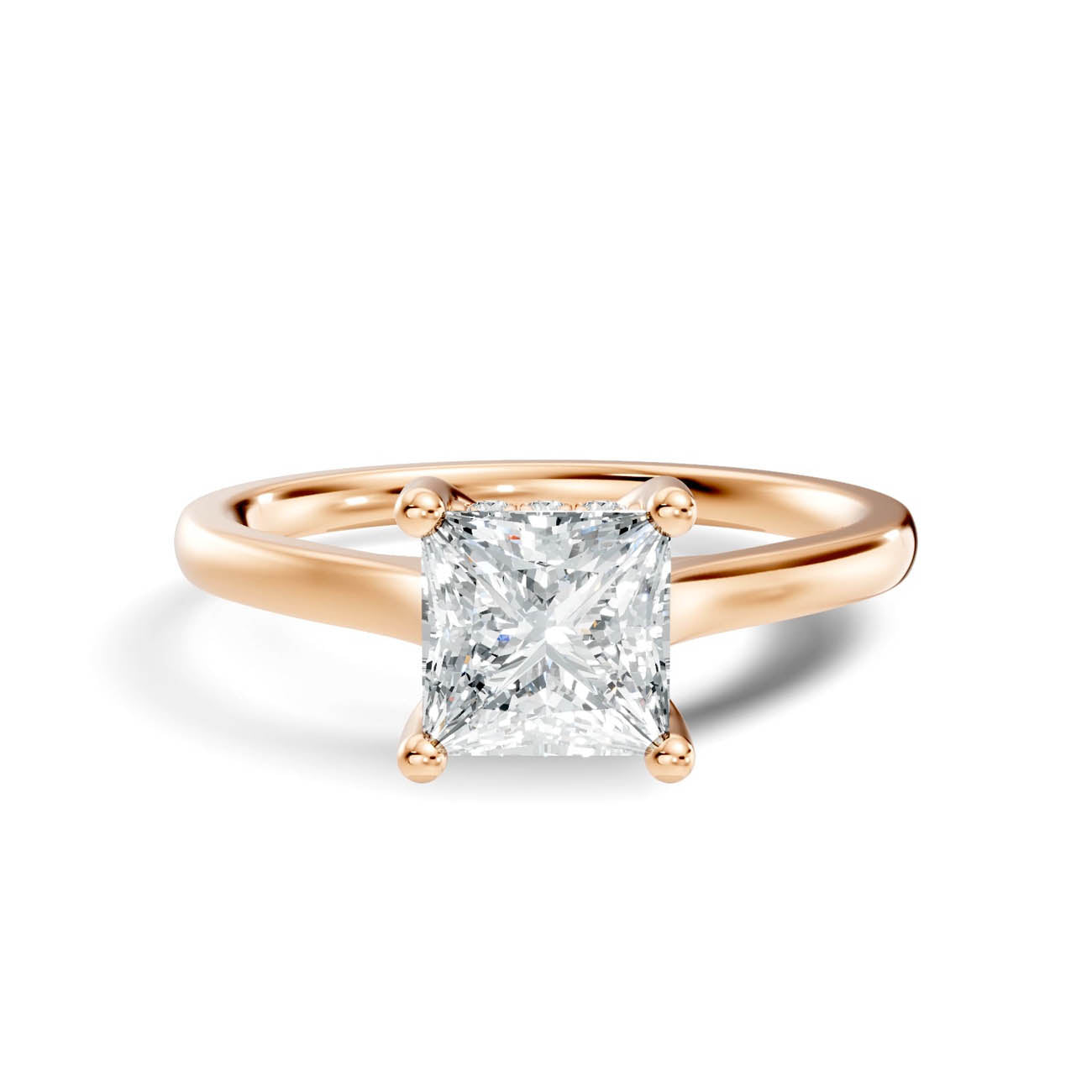 .50-1.50 Ct. Princess Cut Diamond Ring with Hidden Halo and Four-Prong Setting (b16-d copy) 11