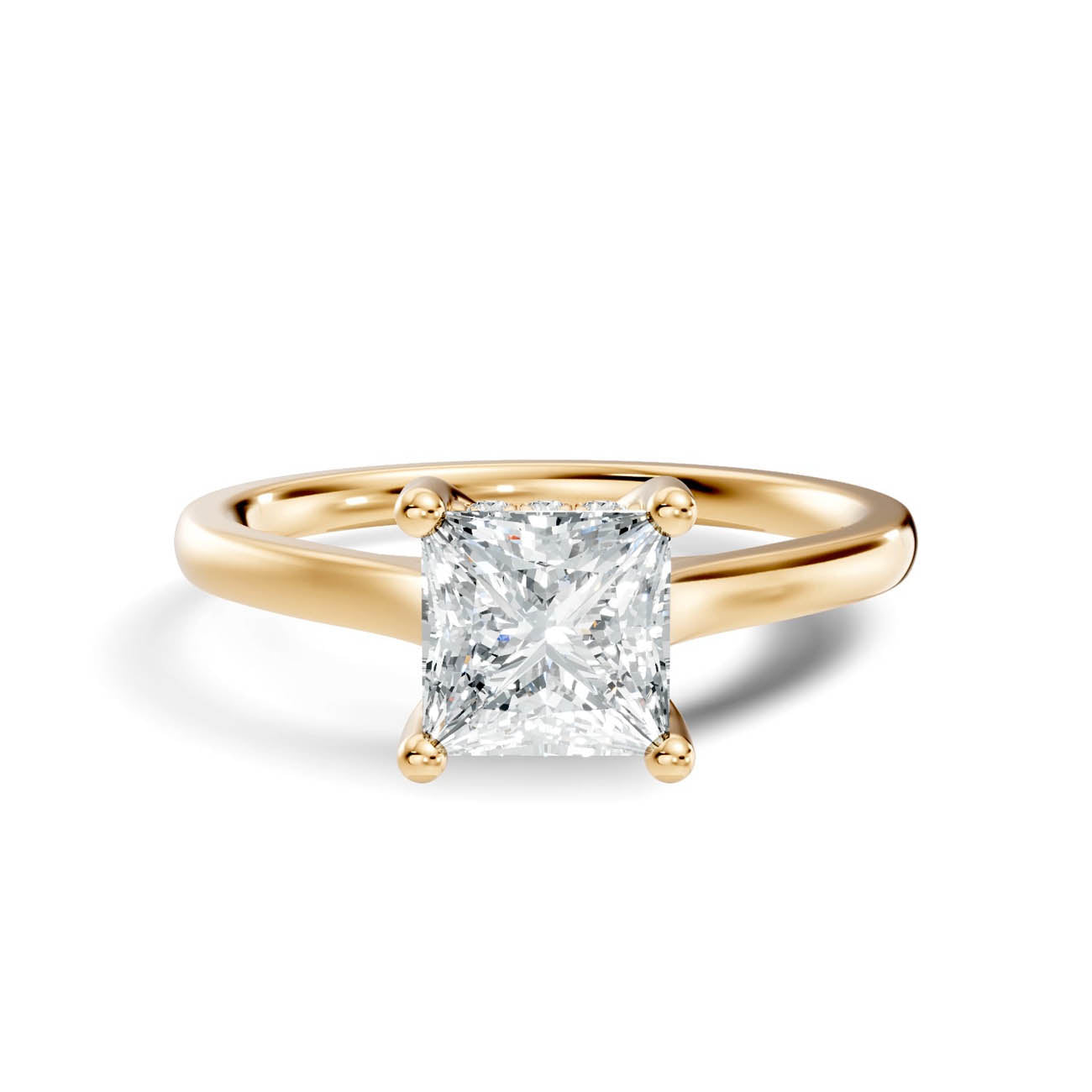 .50-1.50 Ct. Princess Cut Diamond Ring with Hidden Halo and Four-Prong Setting (b16-d copy) 3