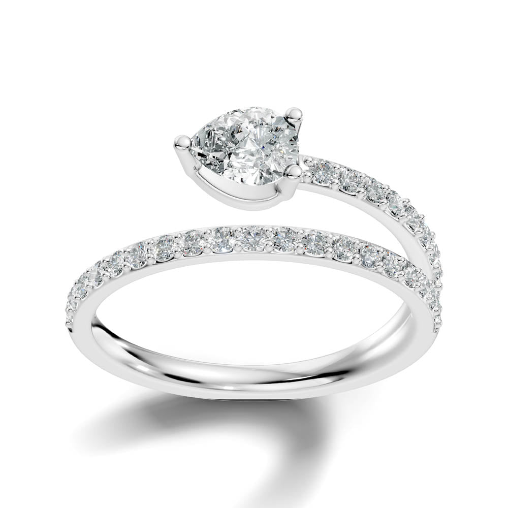 .84 Ct. Pear Diamond Bypass Ring with Pavé Accents (b3-a) 7