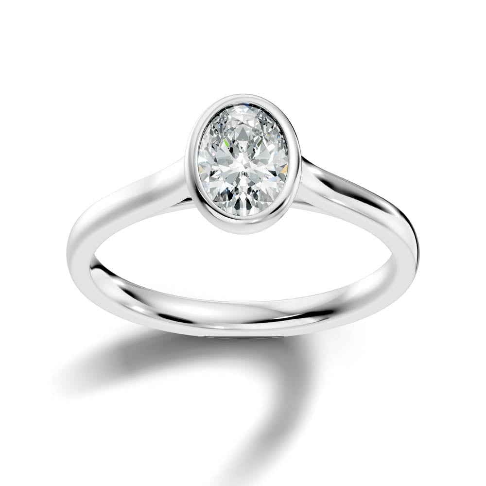 .75 Ct. Oval Bezel Solitaire Engagement Ring Minimalist & Modern Design (b9-b) 6